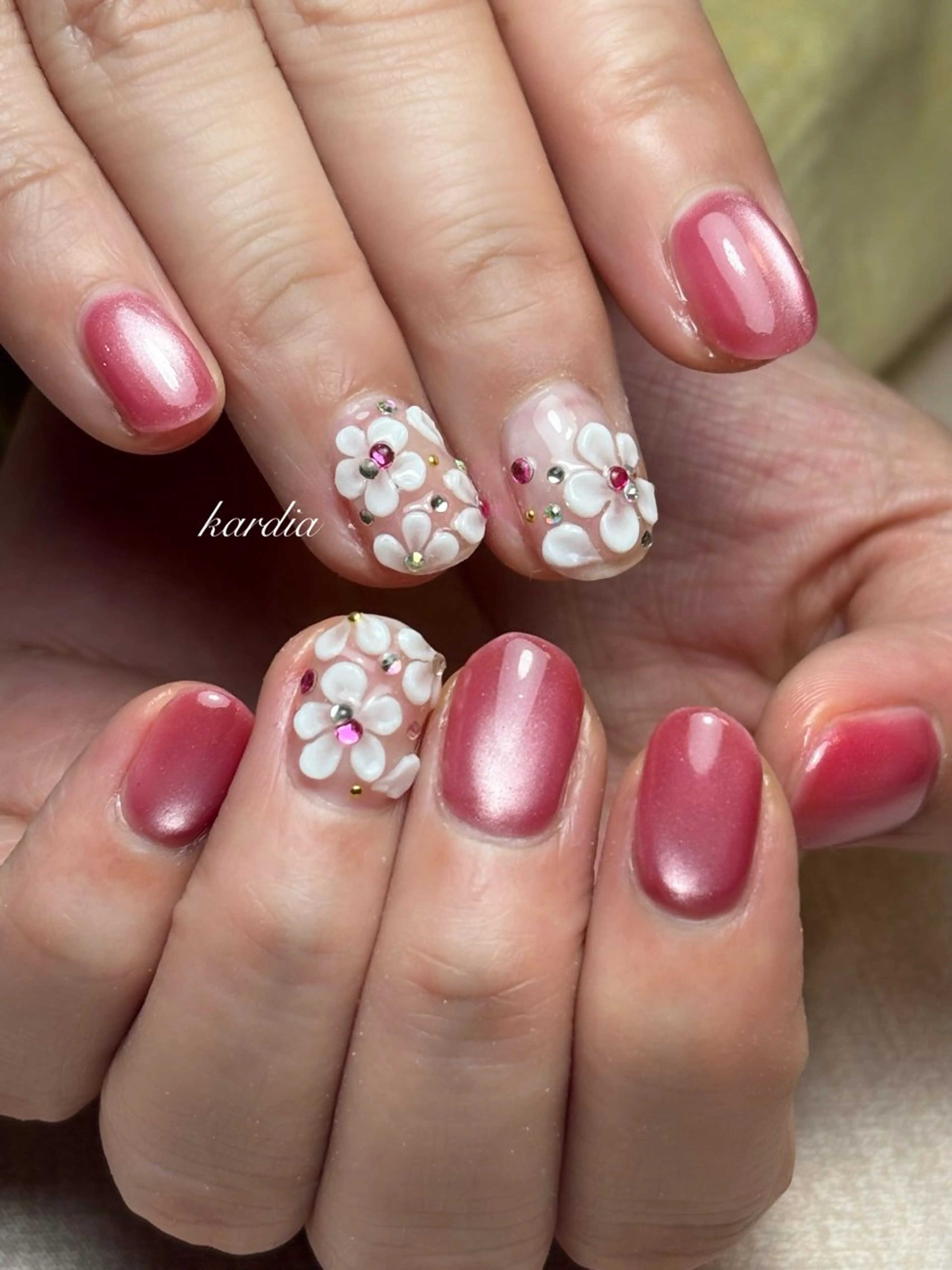 ネイル フラワーネイル καρδιά -ｶﾙﾃﾞｨｱ-のネイルデザイン