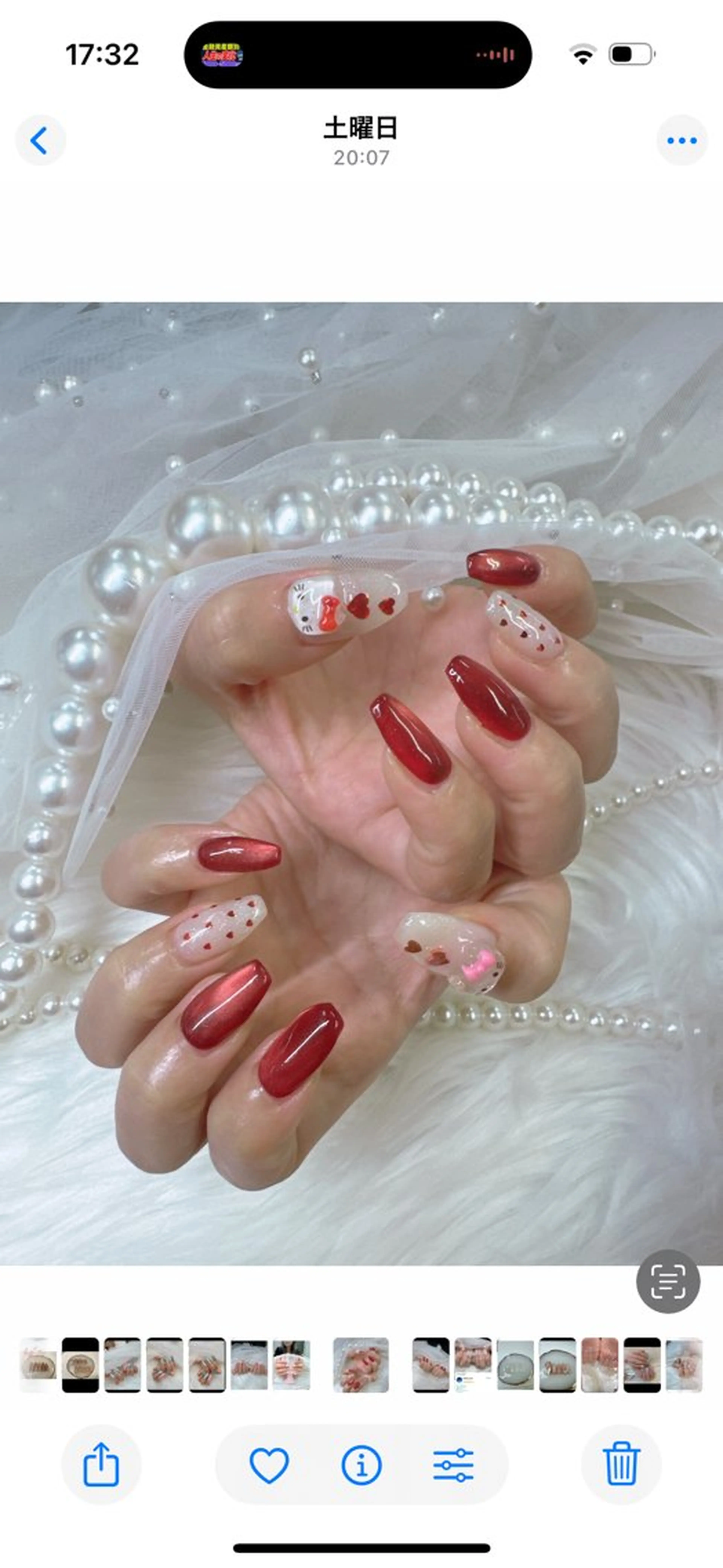 ネイル ボルドー ジェルネイル キラキラネイル ロングネイル マグネットネイル ハンドネイル Queeens nailのネイルデザイン