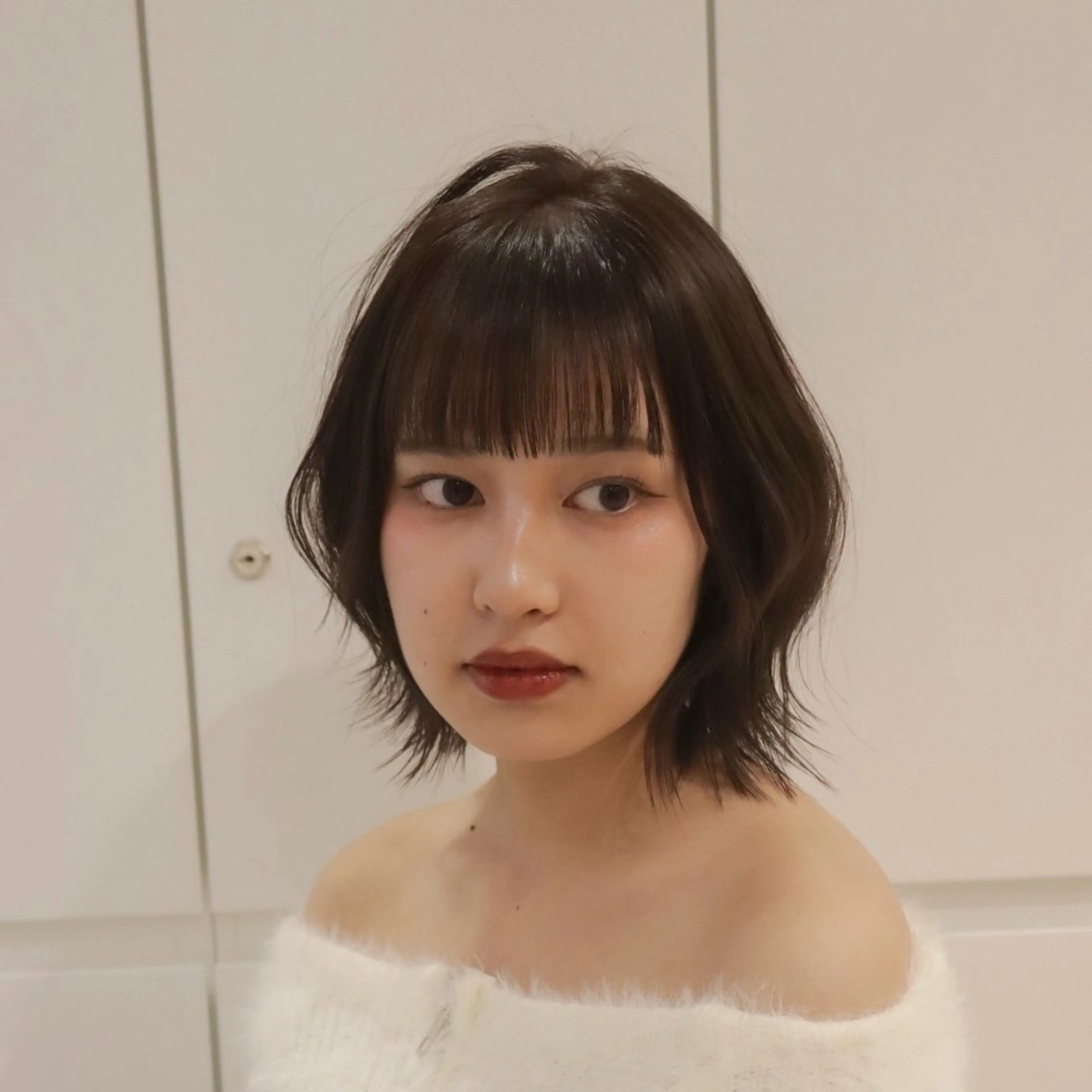 ミディアム カット ヘアカラー トリートメント けいし🐬ボブ 美髪縮毛矯正のヘアスタイル