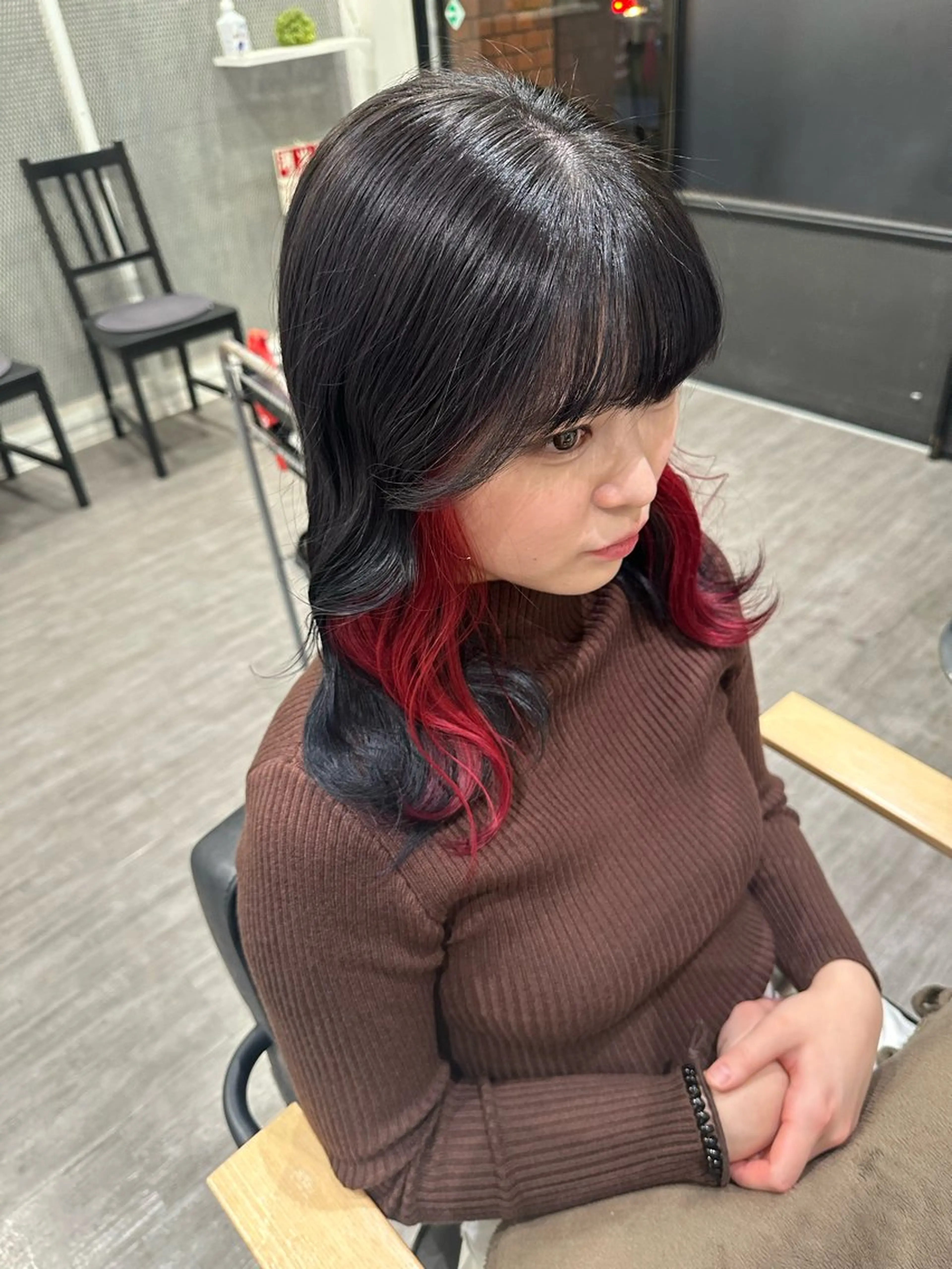 ミディアム カラー レッドカラー ヘアカラー トリートメント 艶髪レイヤー上田 紗也🇰🇷💗のヘアスタイル