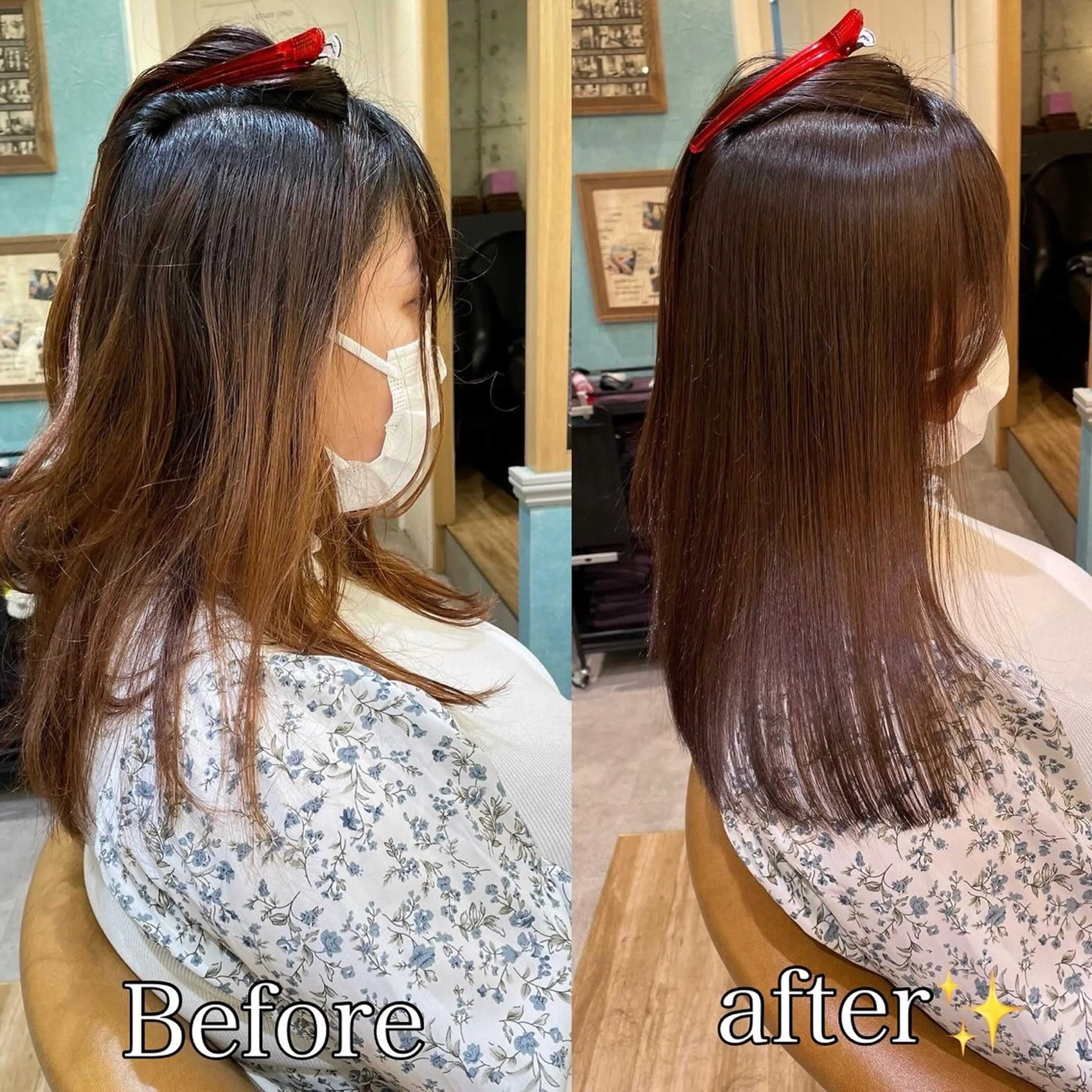 セミロング カット ヘアカラー 縮毛矯正 トリートメント 山本翔一郎 韓国顔周りレイヤーのヘアスタイル