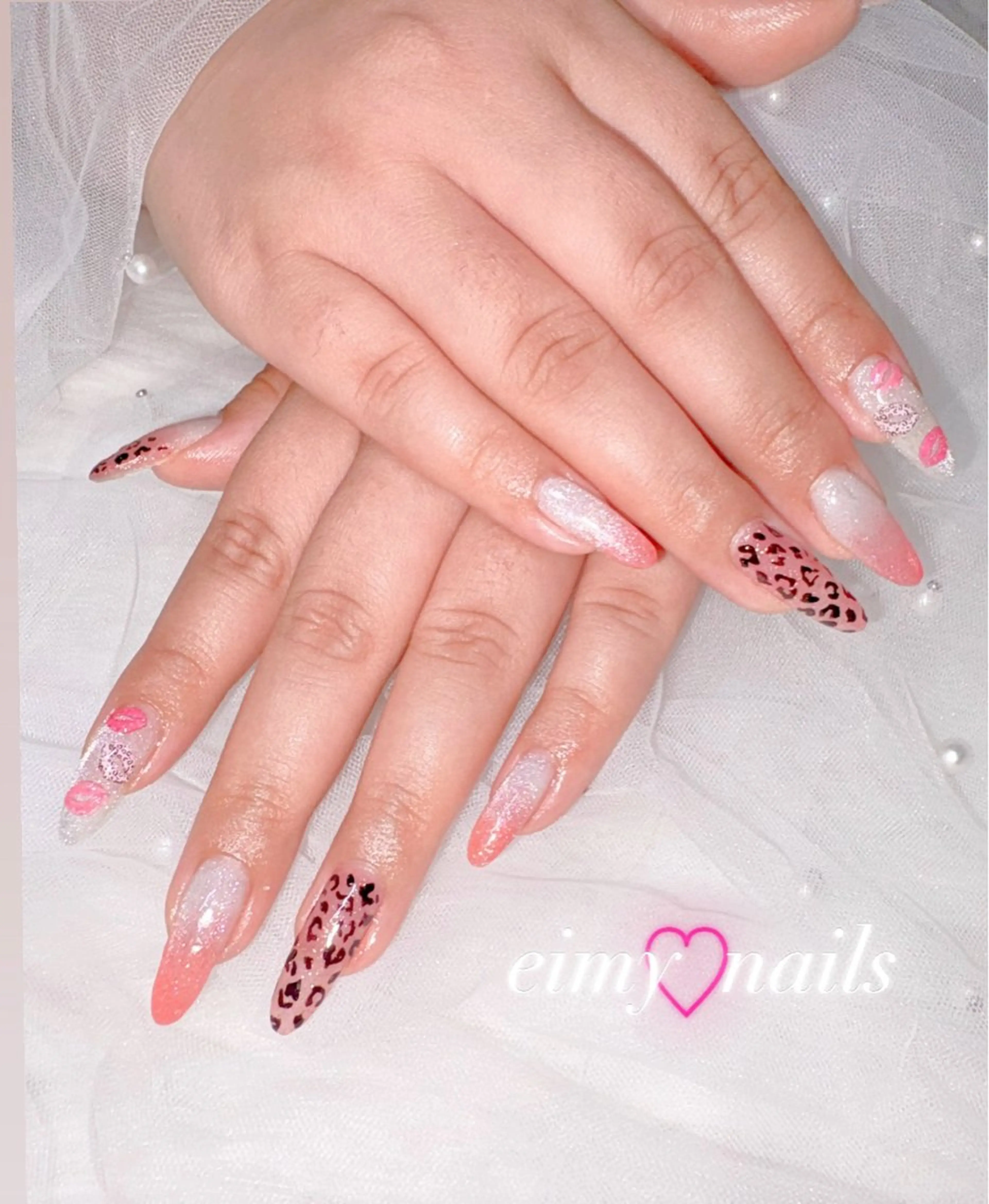 ネイル アニマル柄 グラデーション ラメ(グリッター) マグネットネイル ピンク ハンドネイル eimy nails♡のネイルデザイン
