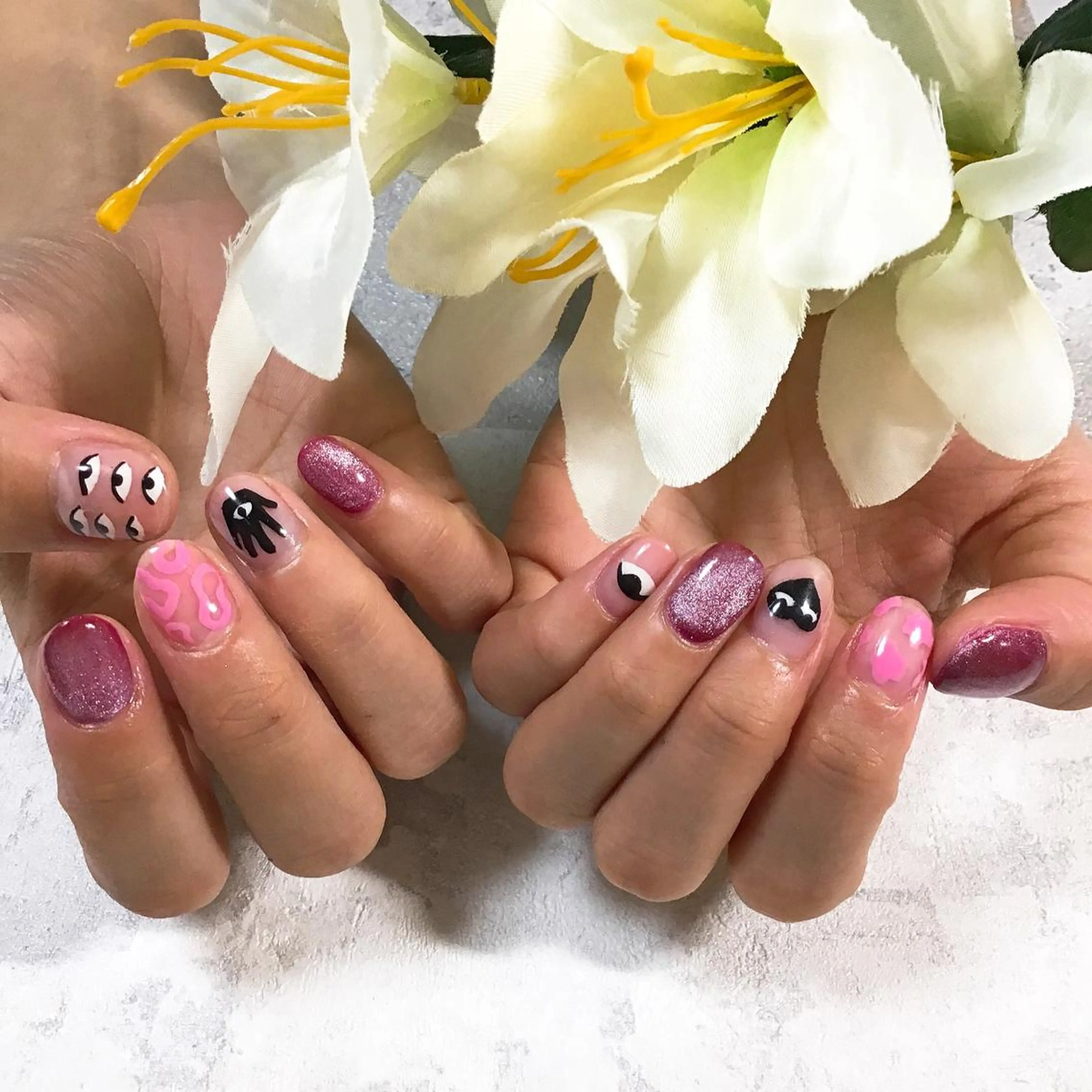 セミロング ネイル ミラーネイル ピンク BINERVA nail salonのネイルデザイン