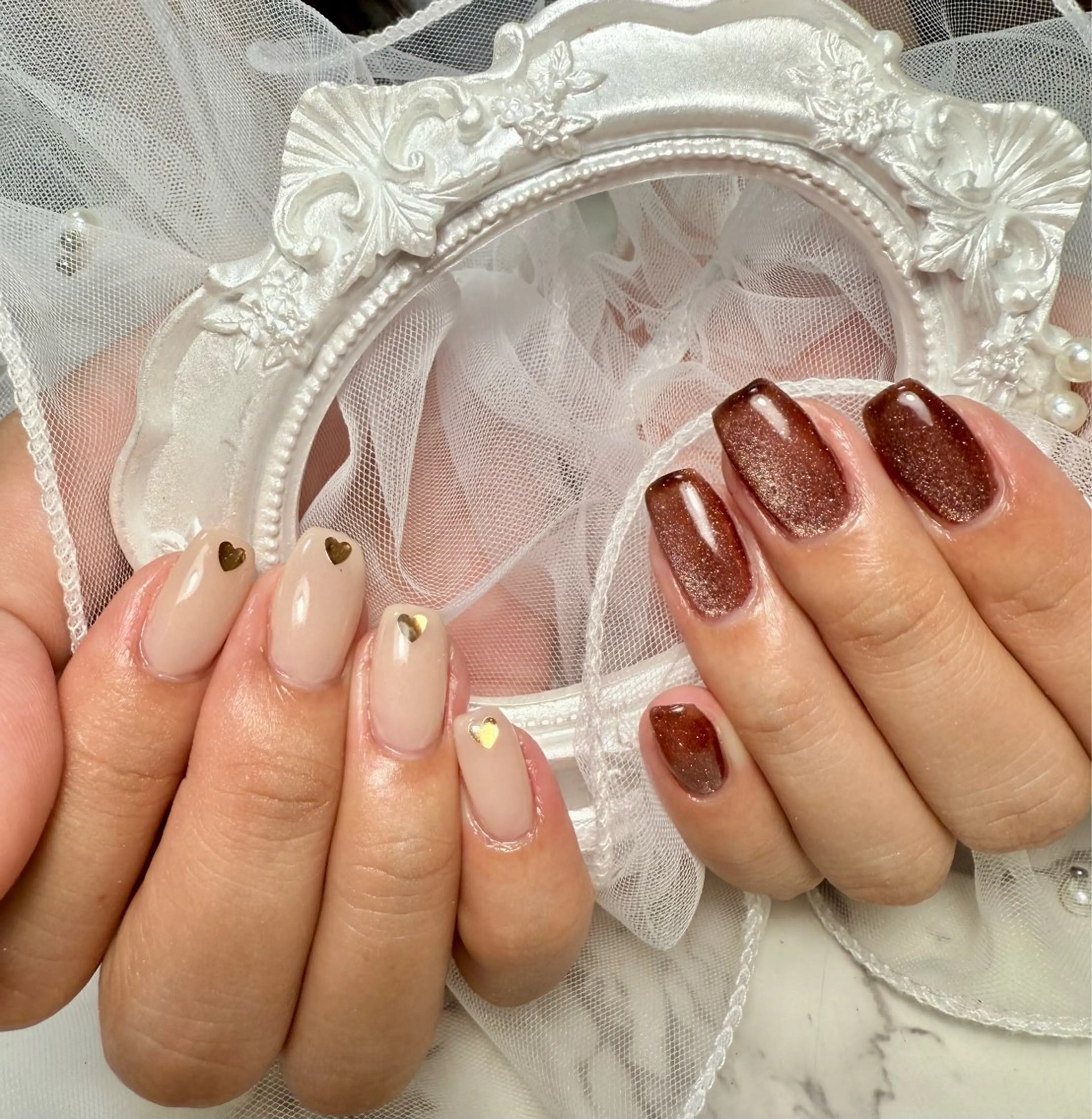 ネイル アートネイル フレンチネイル ガラスフレンチ 氷ネイル・うるうるネイル キラキラネイル M.N_ nailのネイルデザイン