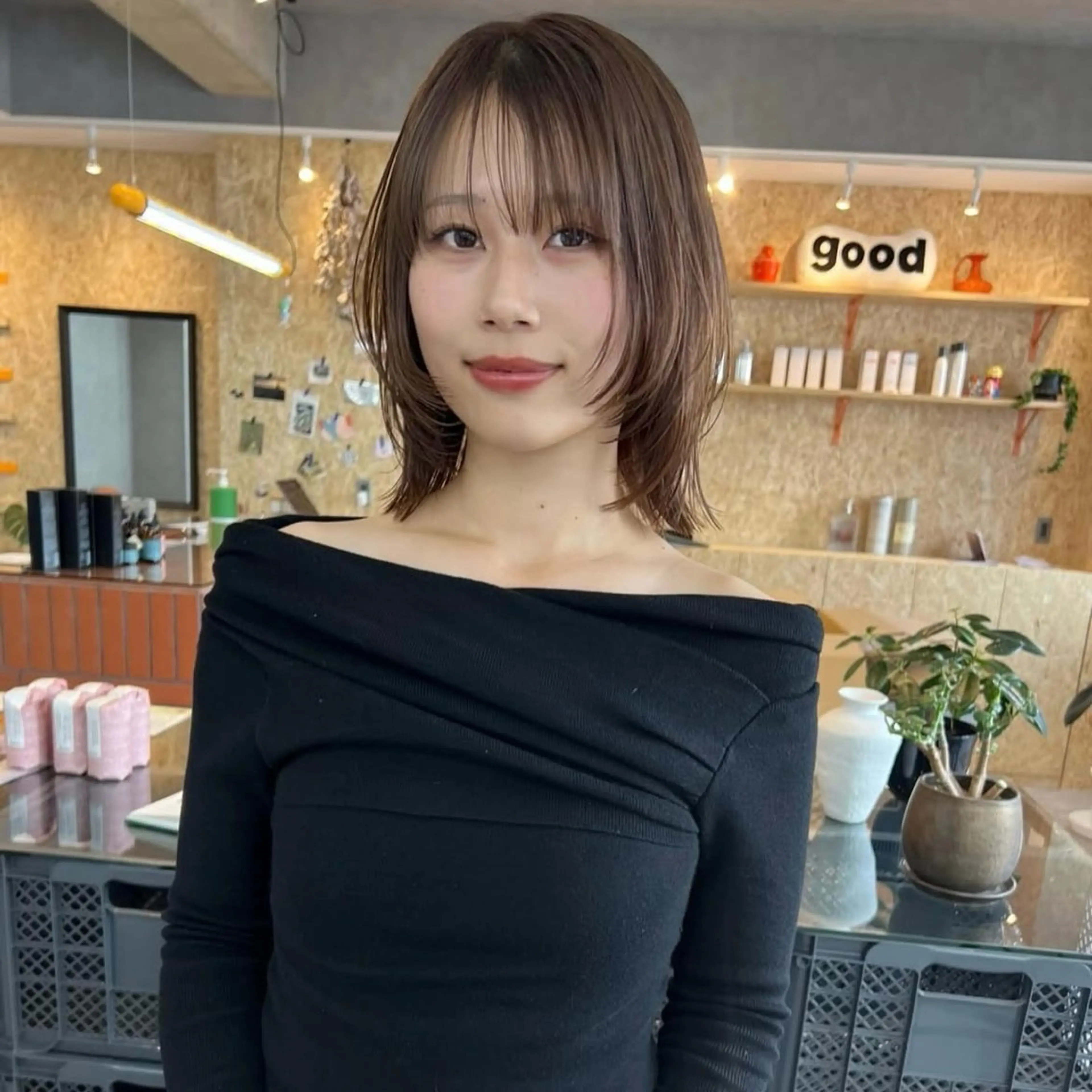 ミディアム カラー カット ヘアカラー arisa/暖色 /伏見/レイヤーのヘアスタイル