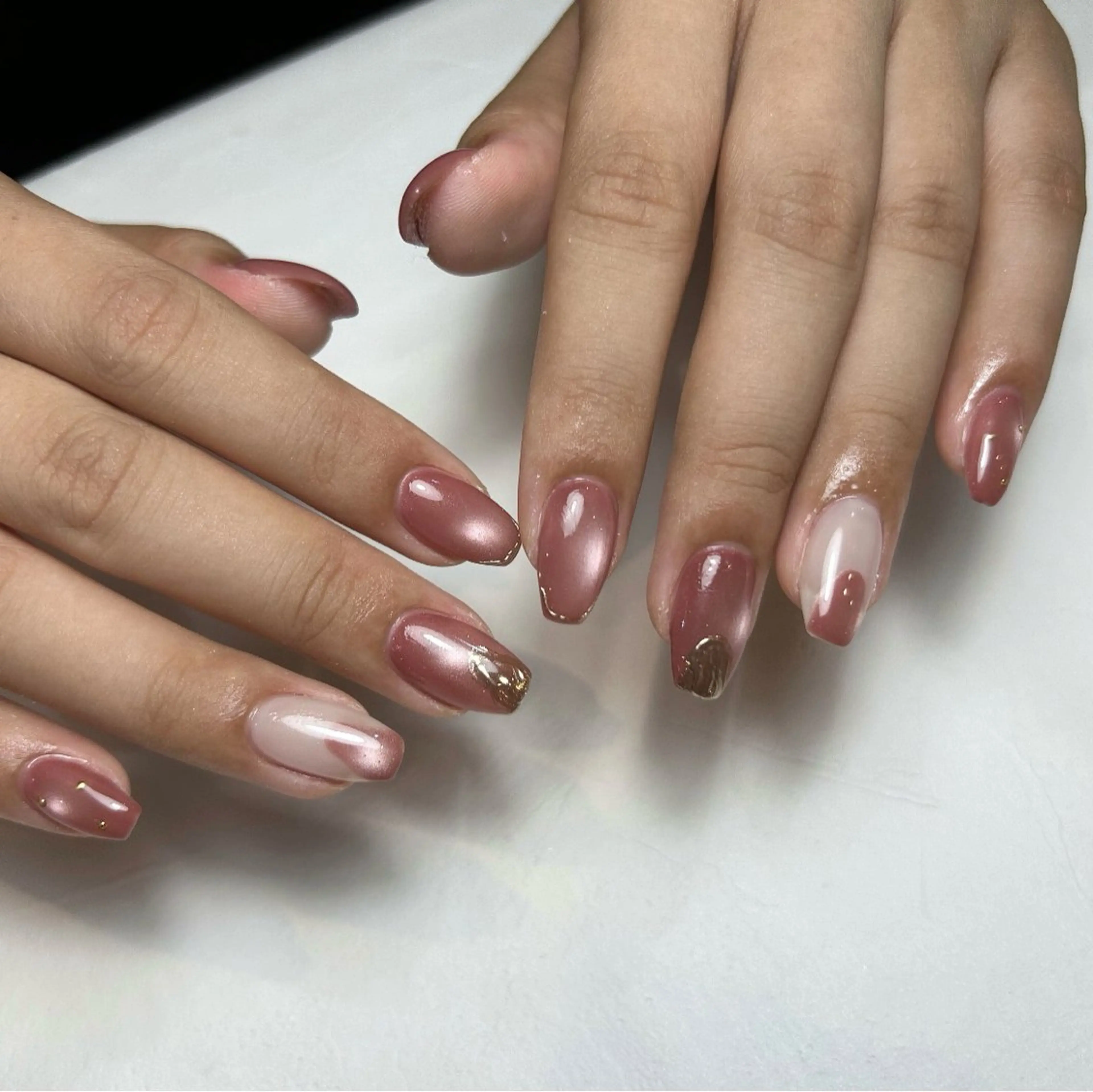 ネイル マグネットネイル ニュアンスネイル ピンク 春ネイル ハンドネイル MARU NAIL nanokaのネイルデザイン