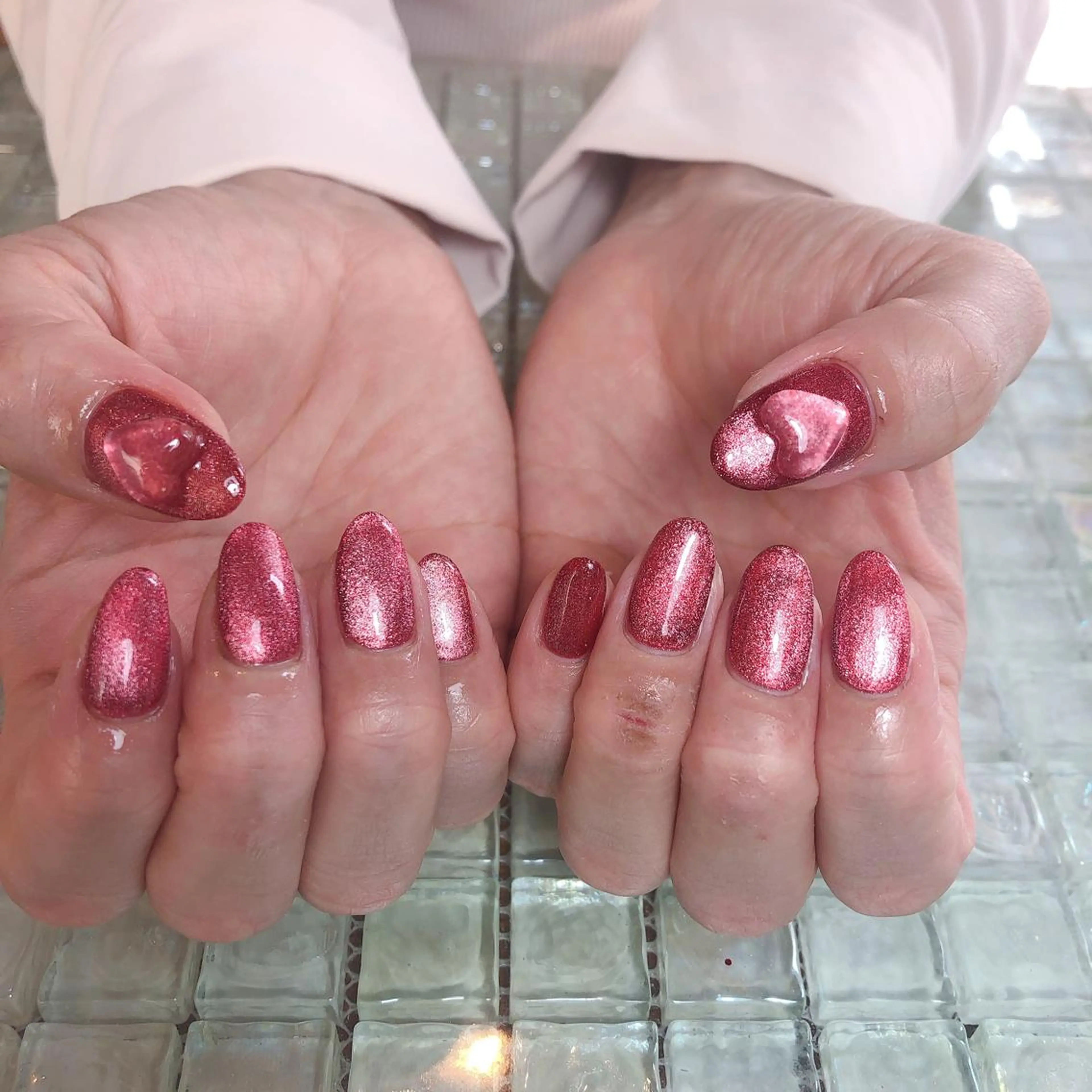 ネイル クリアネイル ハート ハンドネイル 工藤 理恵のネイルデザイン