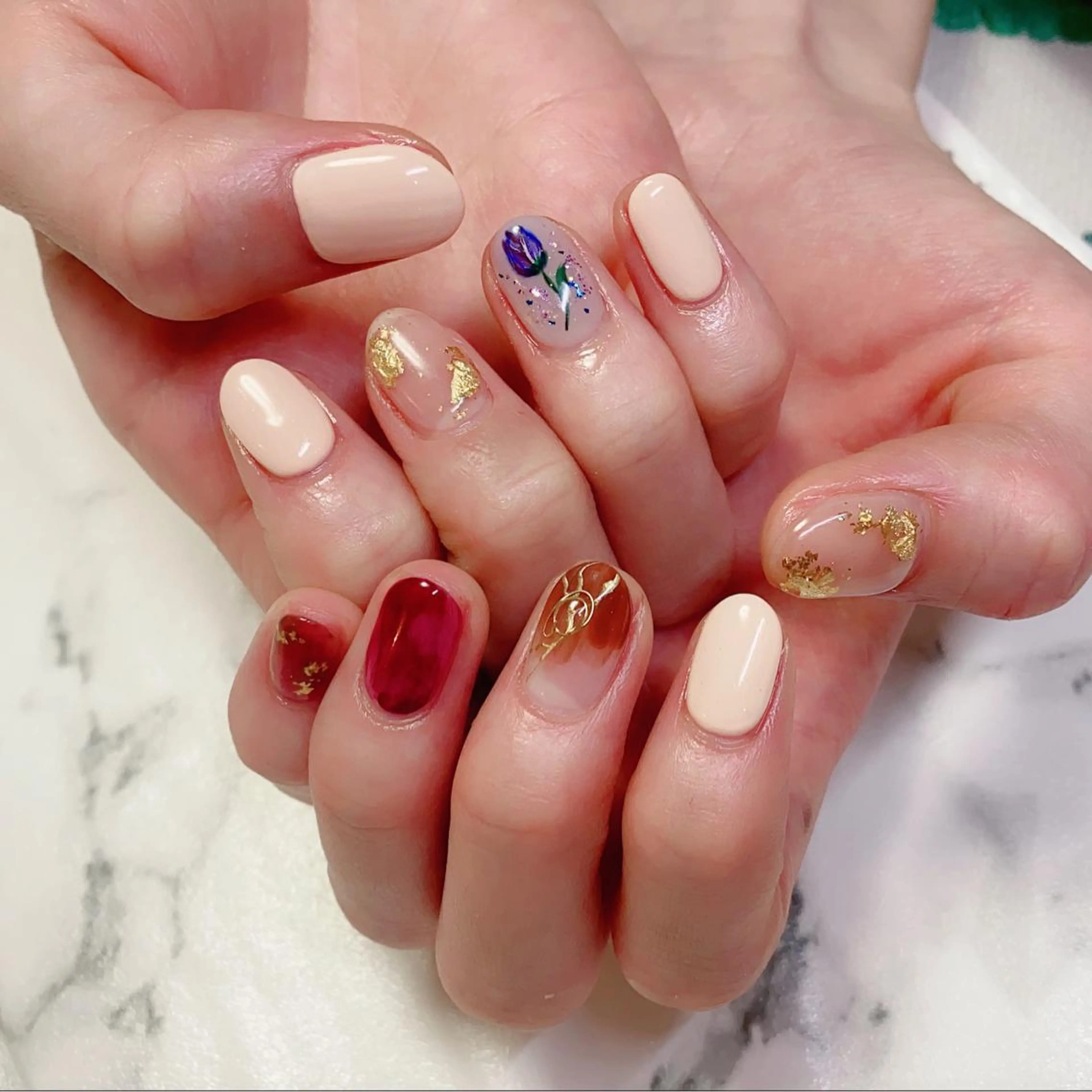 ロング カラー ネイル アートネイル Q Free nailsのネイルデザイン