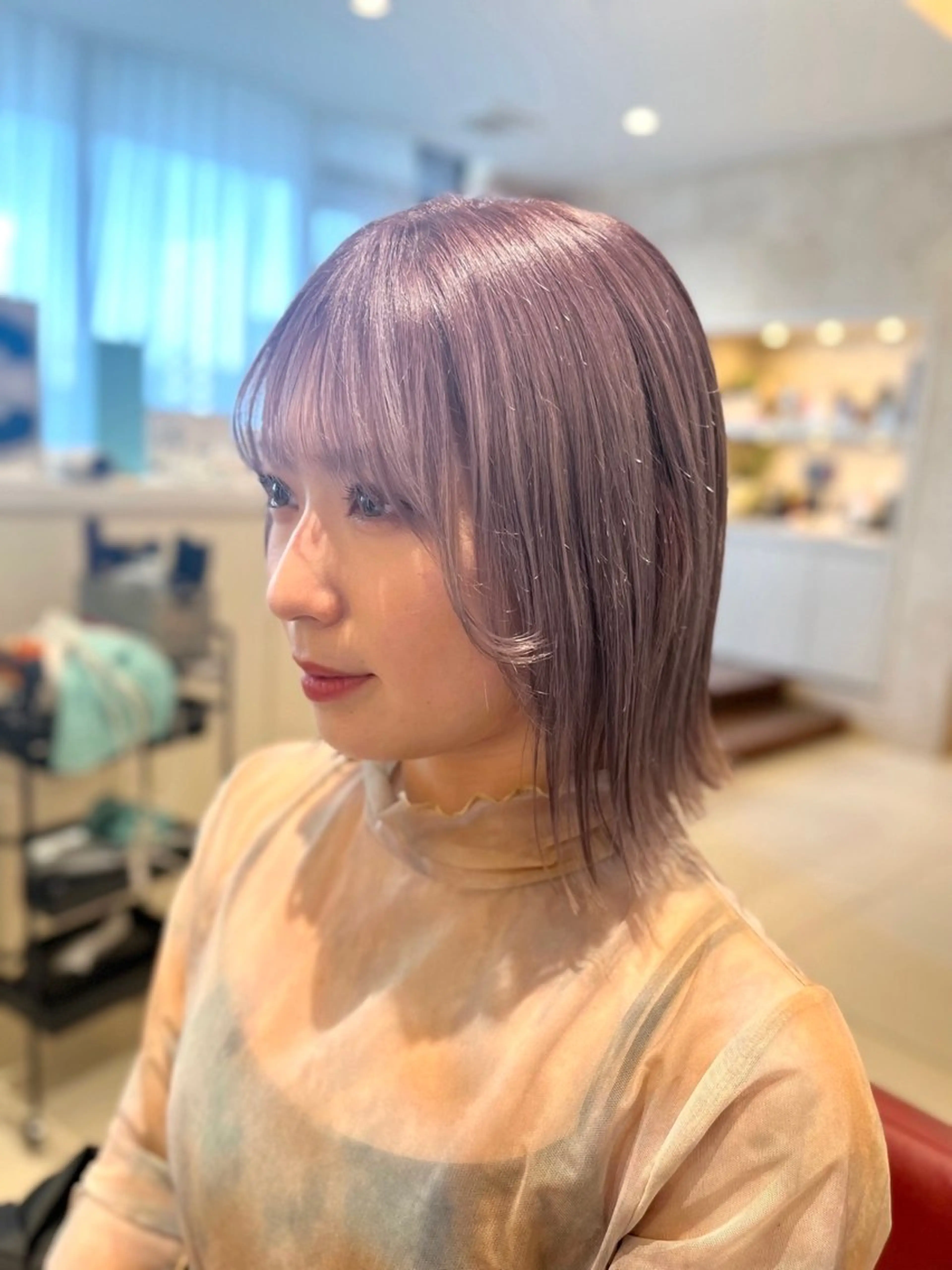 ミディアム カラー ブリーチ ハイトーンカラー ボブ 艶髪/レイヤーカット /メンズ/野口緑のヘアスタイル