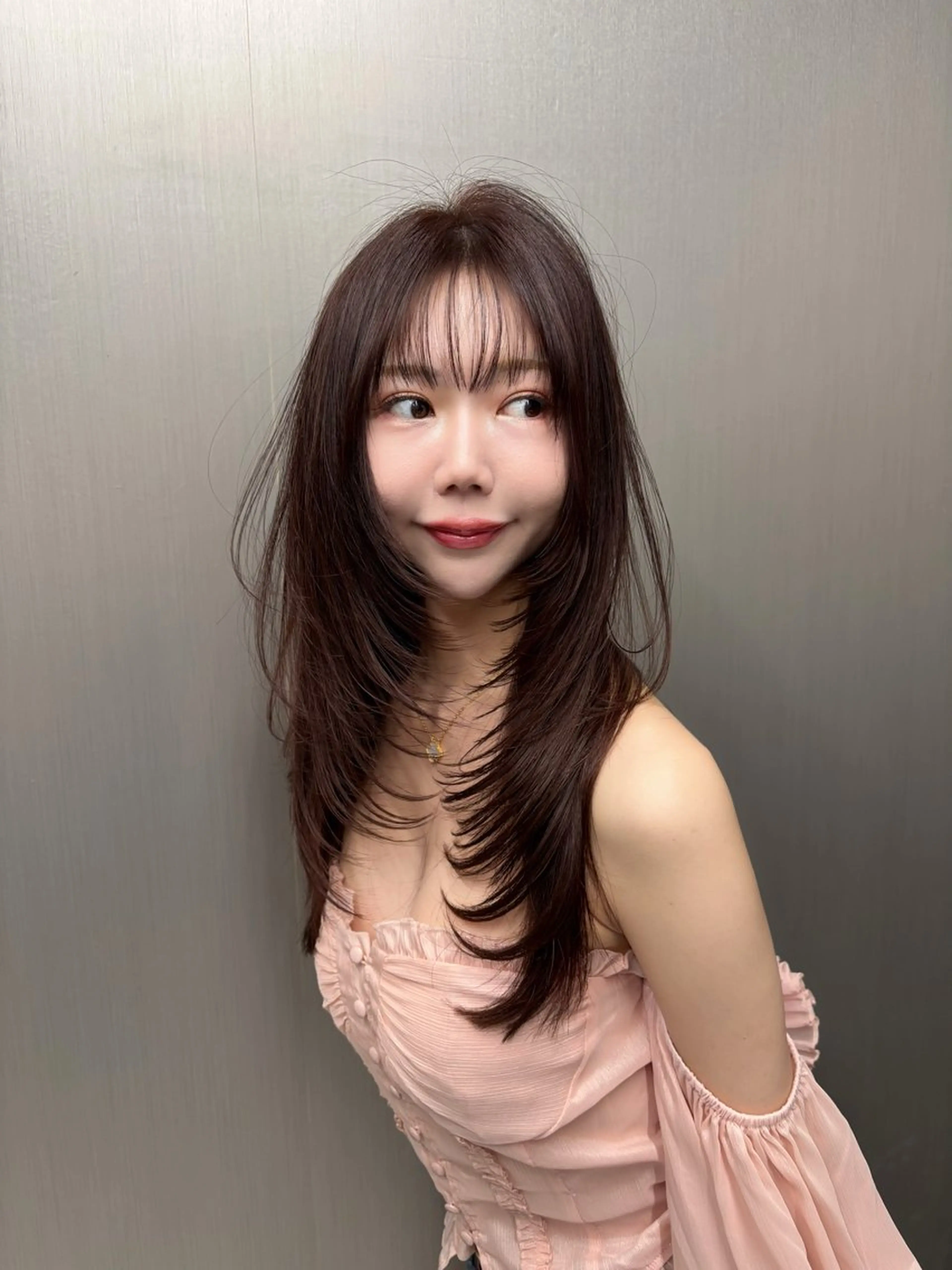 ロング カラー ブラウンカラー ピンクカラー ピンクブラウン ハッシュカット 韓国風ヘア カット ヘアカラー トリートメント SHOUHEI .のヘアスタイル