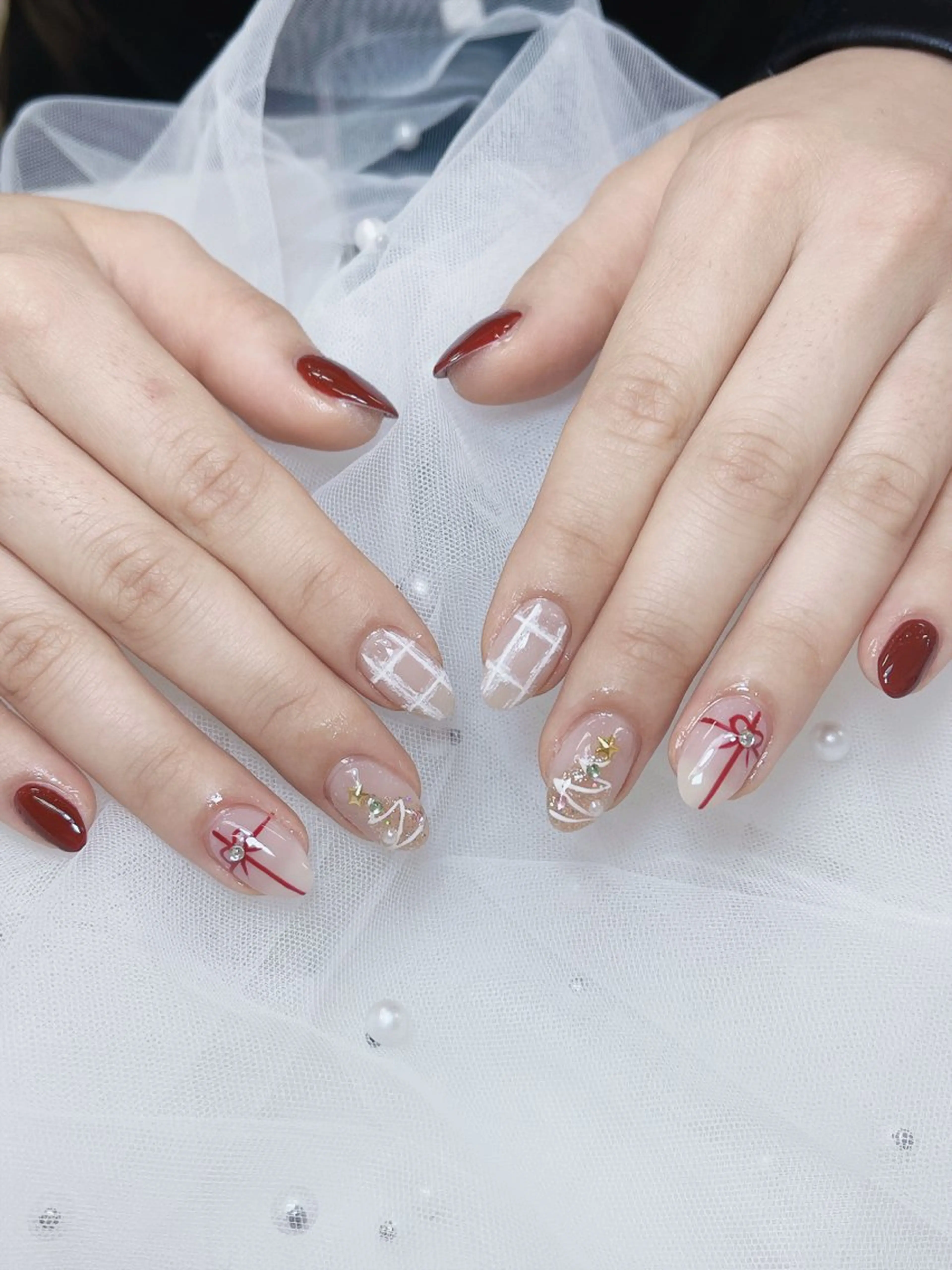 ネイル チークネイル 成人式 フレンチネイル グラデーション 氷ネイル・うるうるネイル ハンドネイル DUO   MI nail salonのネイルデザイン