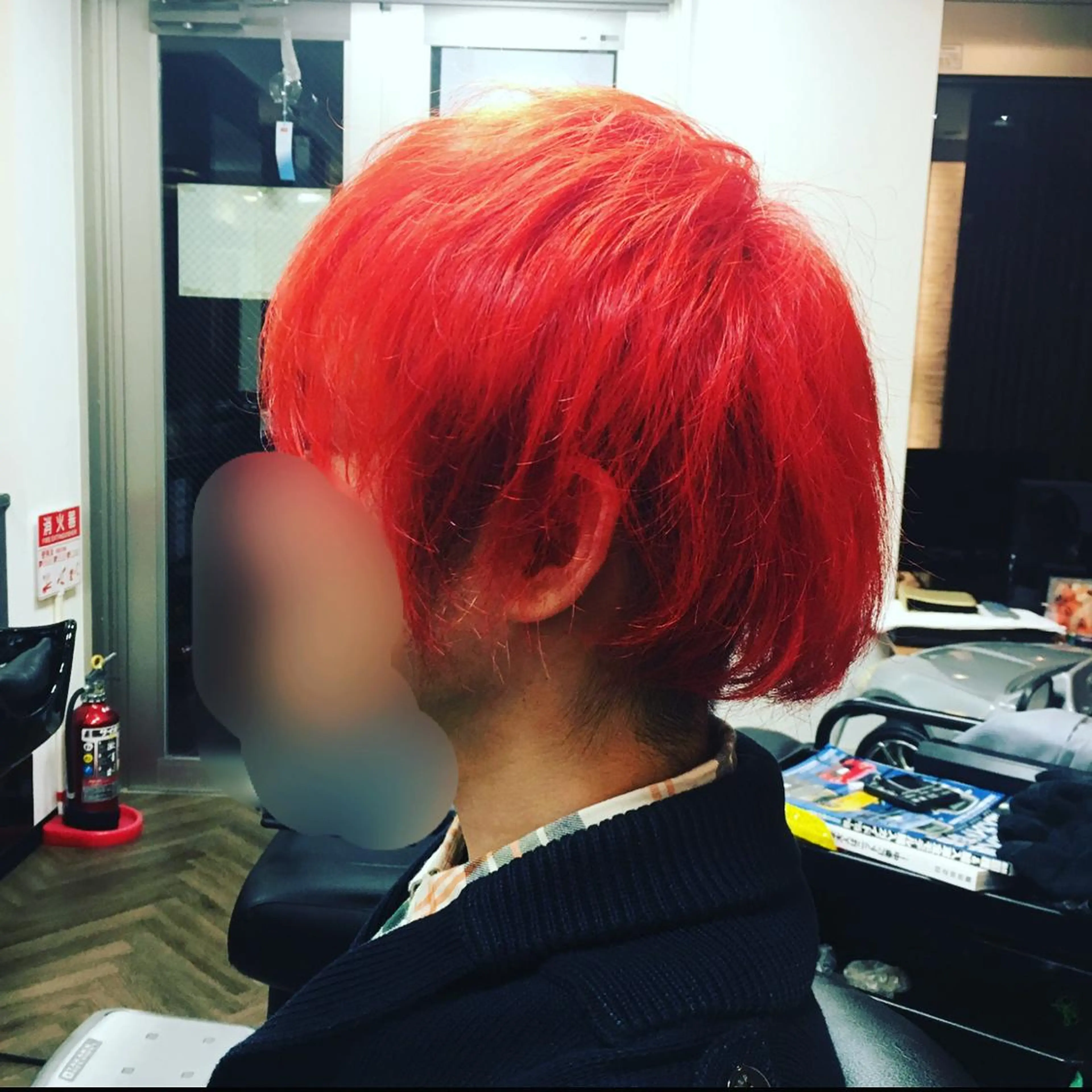 ミディアム カラー メンズ レッドカラー 岡 康太のヘアスタイル