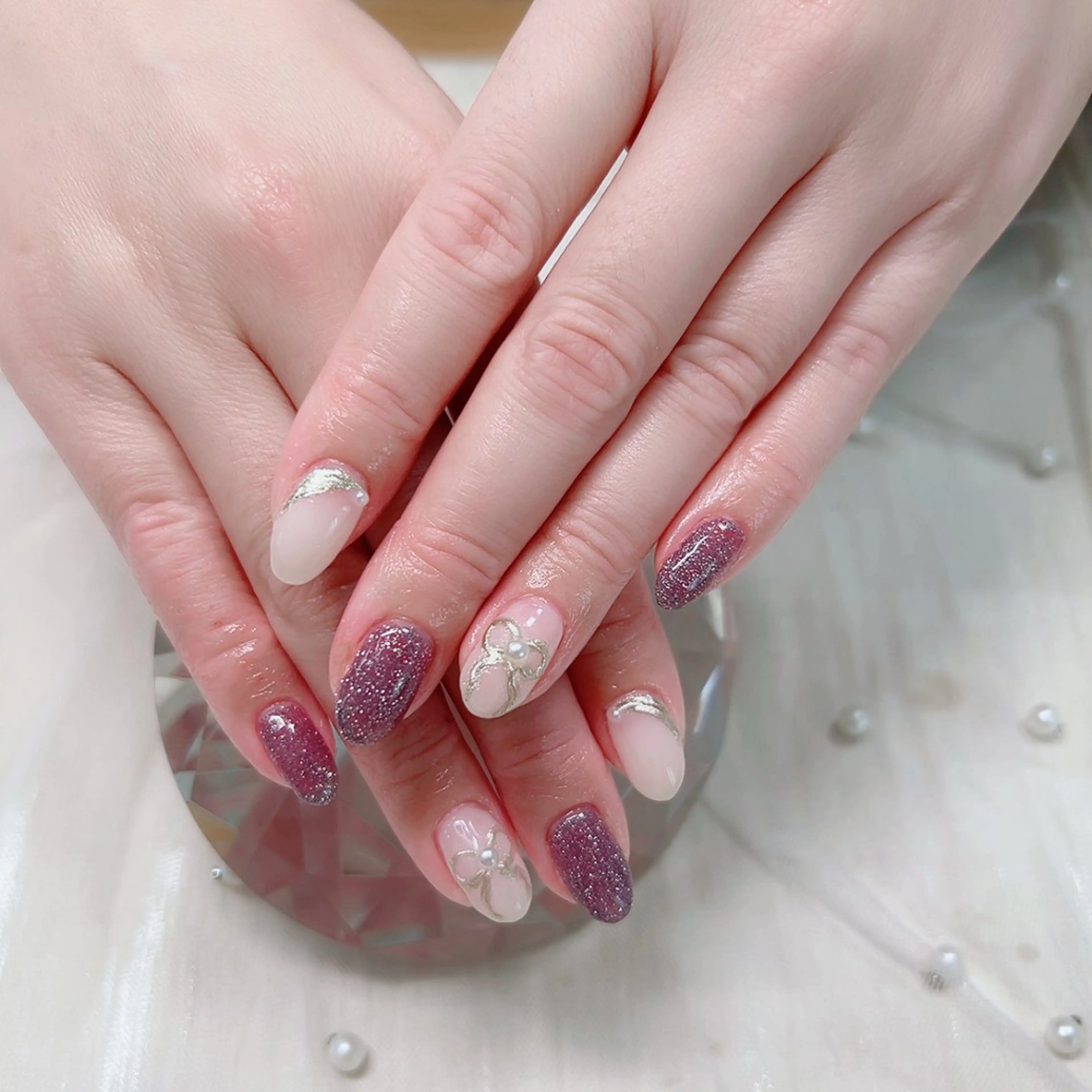 ネイル キラキラネイル ミラーネイル バレンタイン Cute Tips nailのネイルデザイン