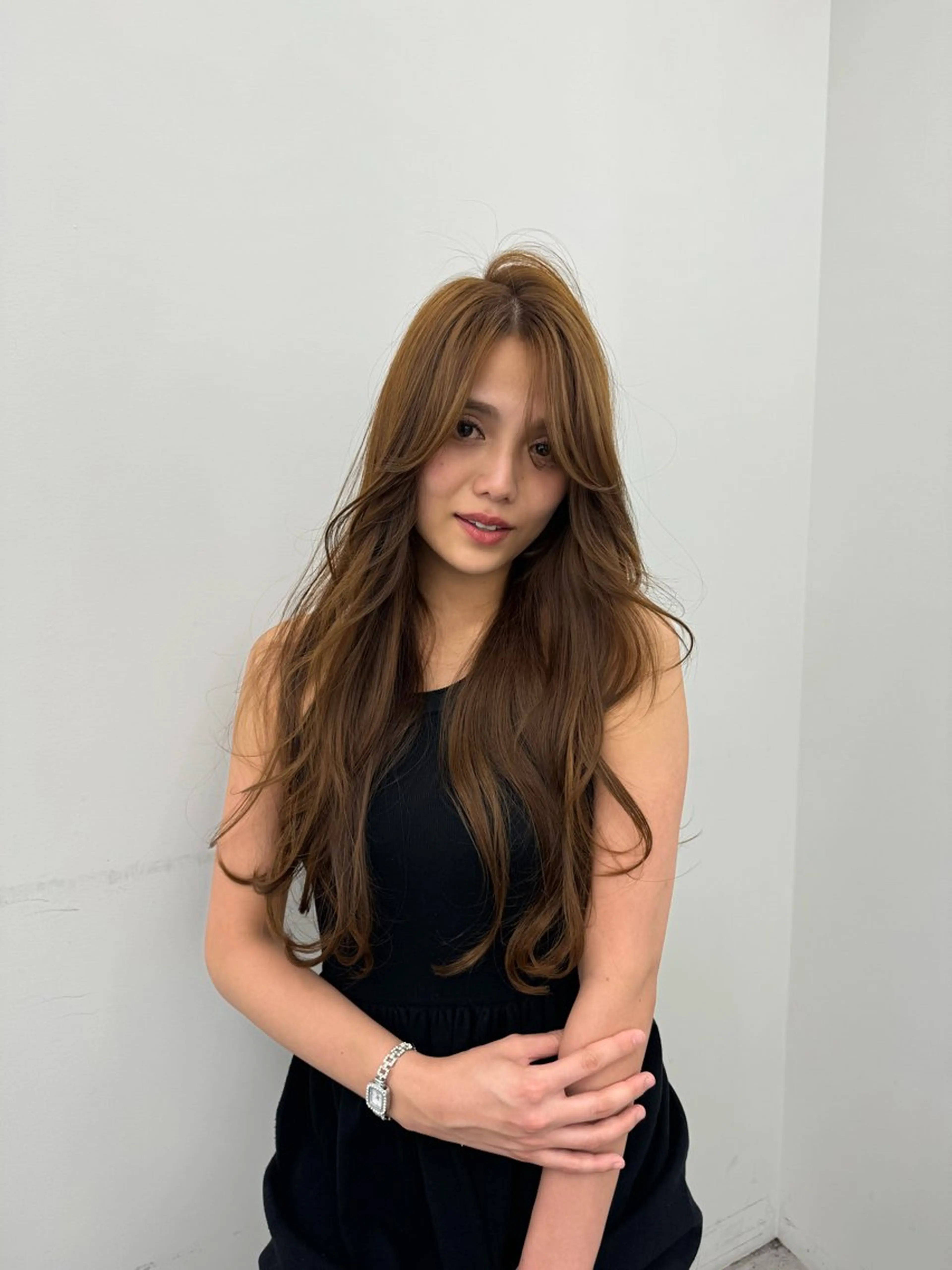 ミディアム カラー カット トリートメント 顔まわりの神様✨ 透明感カラー藤嶋秀幸のヘアスタイル