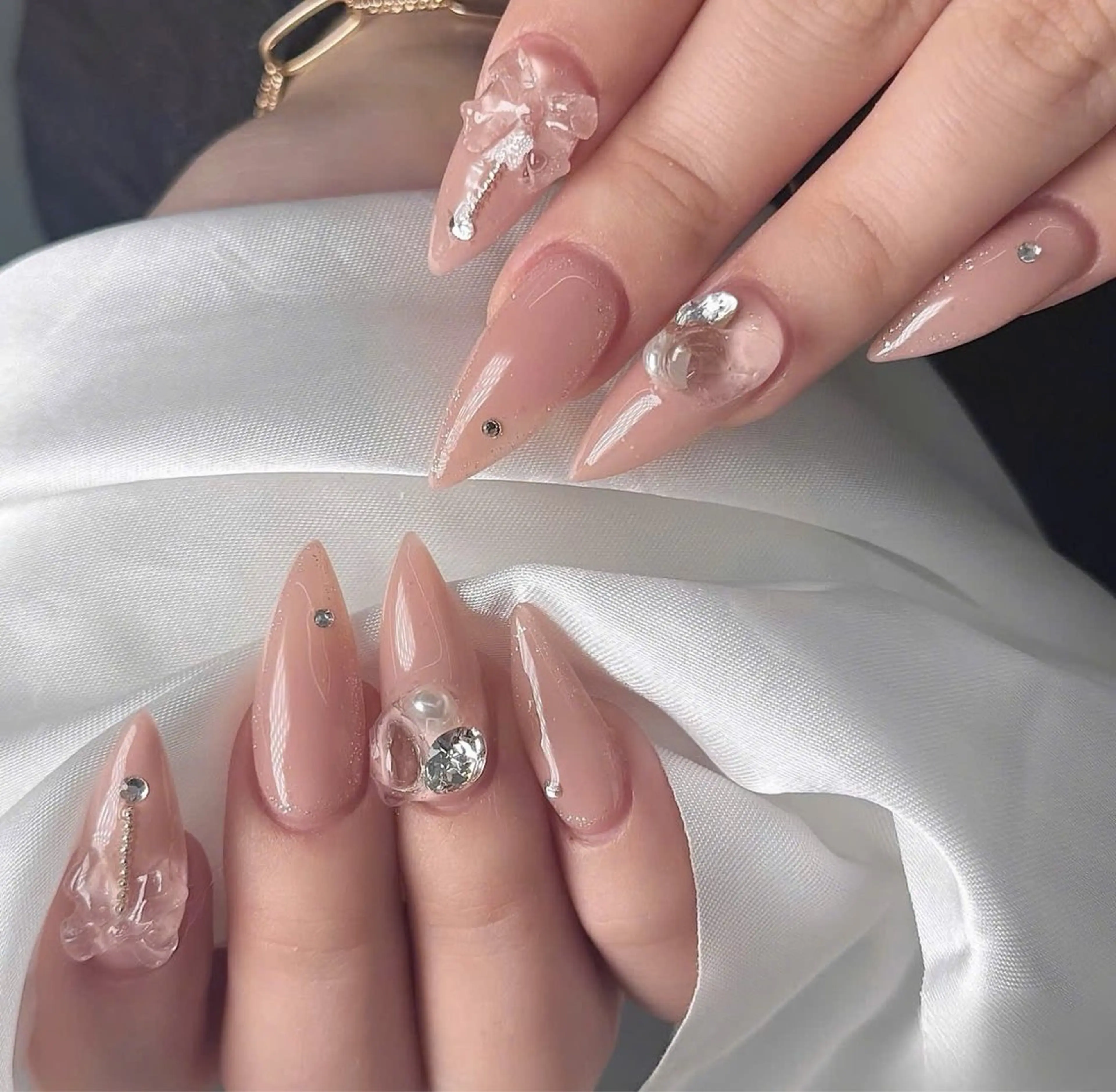 ネイル フレンチネイル キラキラネイル マグネットネイル ミラーネイル ニュアンスネイル MeiMei Nail モデル募集のネイルデザイン