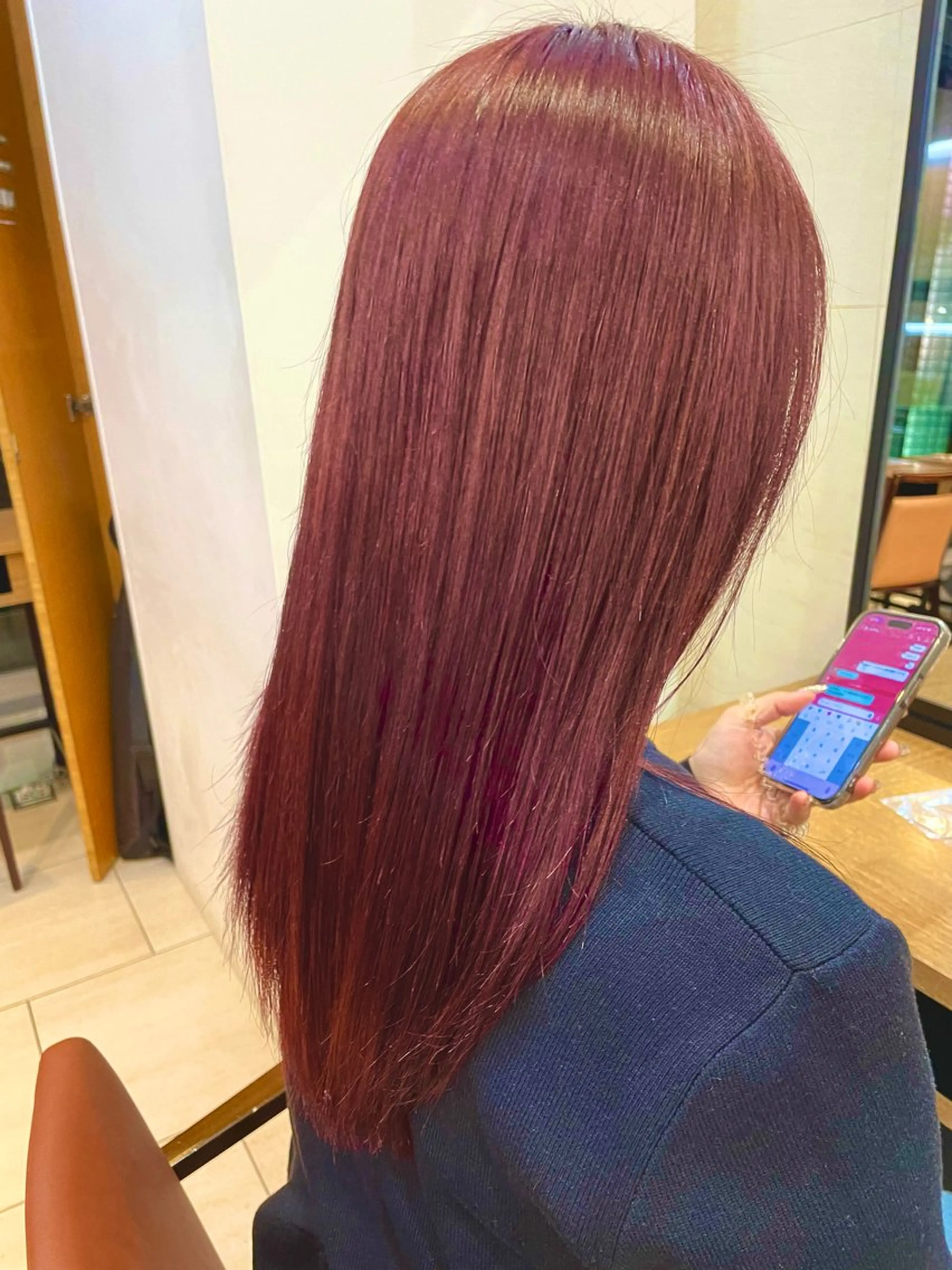 ロング カラー ヘアアレンジ ブリーチ ボルドーカラー ブラウンカラー カシス ダブルカラー ヘアカラー トリートメント 🎈ブリーチなし暖色 カラー/レッド/ゆいのヘアスタイル