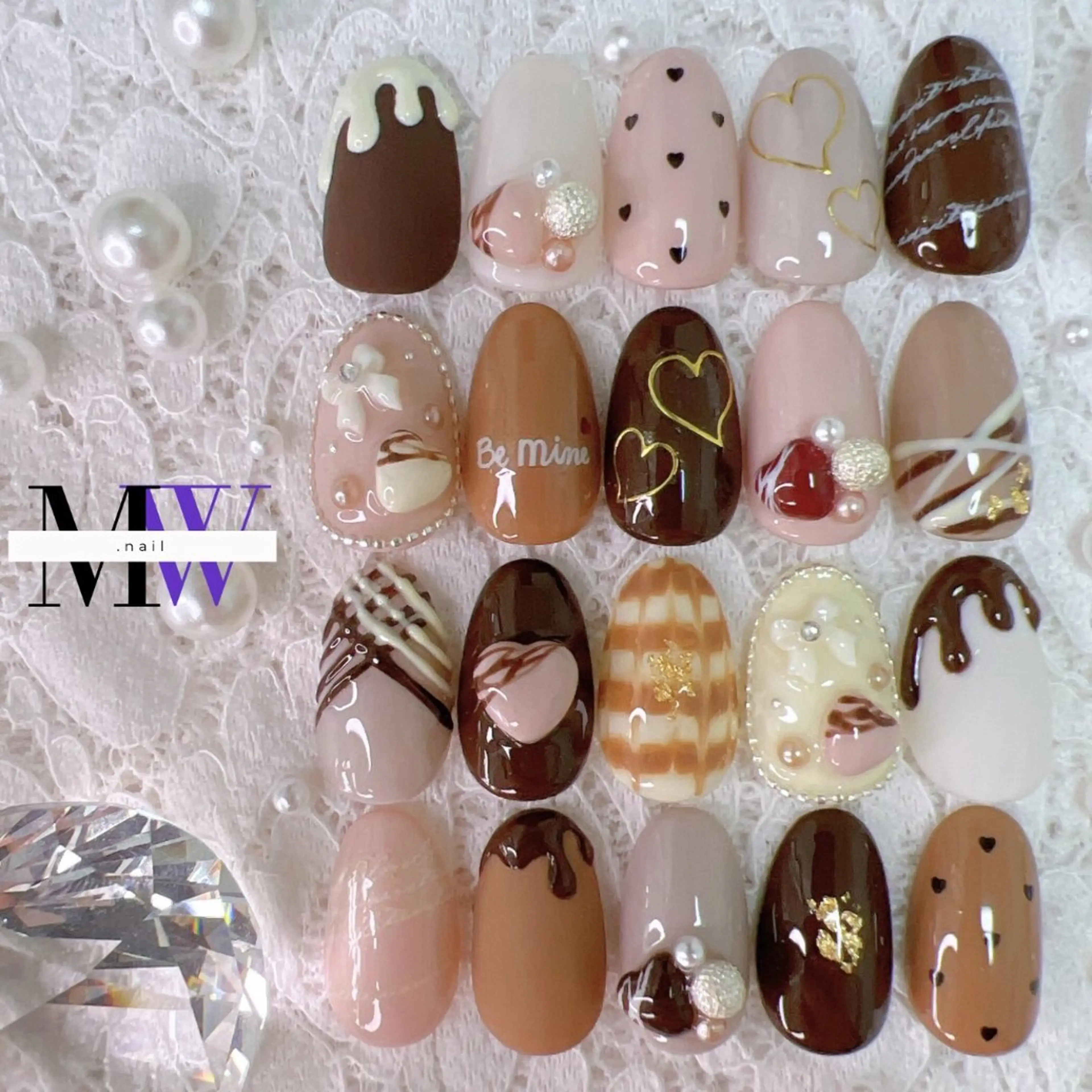 ネイル バレンタイン ハンドネイル MW .nailのネイルデザイン