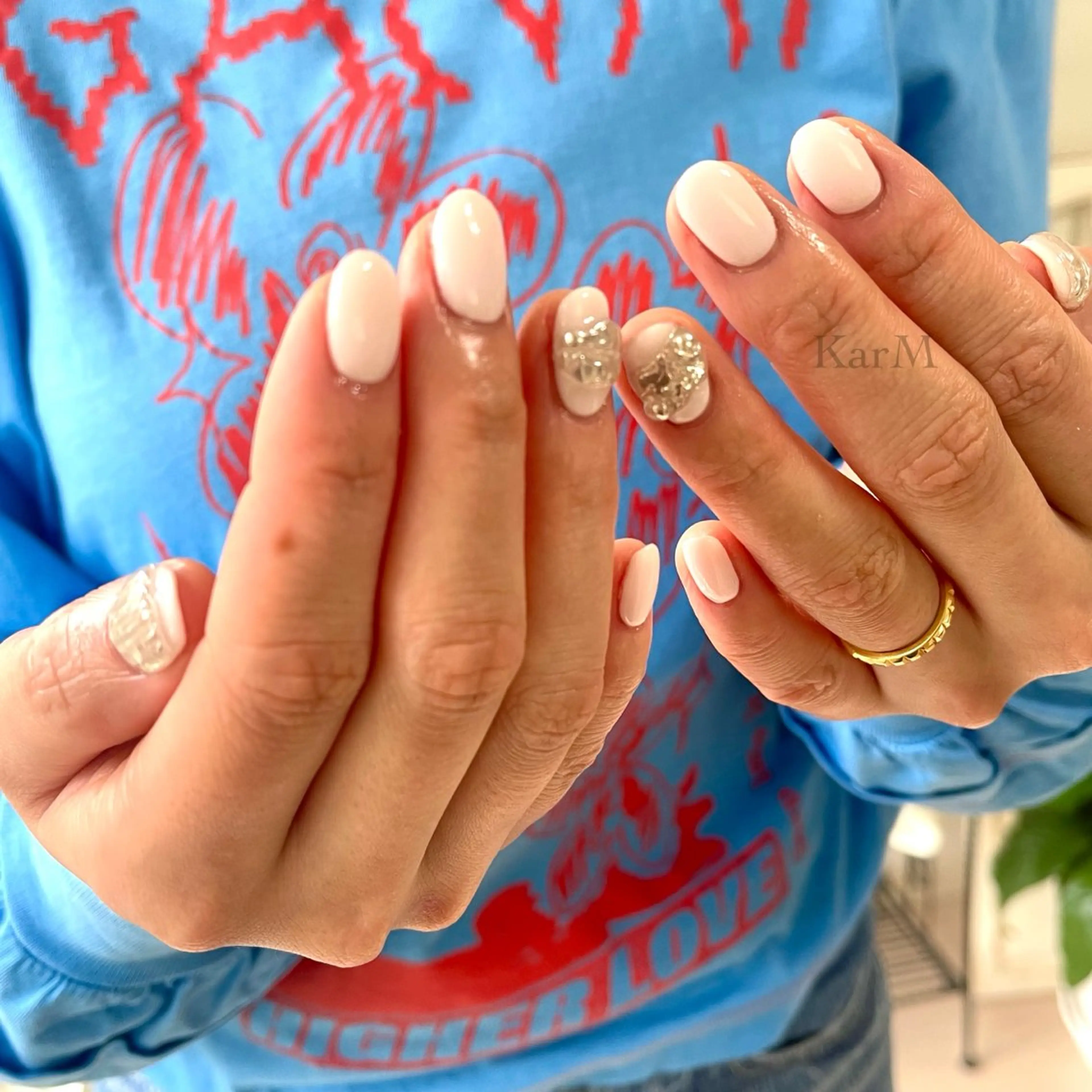ネイル アートネイル オーロラネイル チークネイル フレンチネイル 韓国ネイル ハンドネイル ogino karinのネイルデザイン