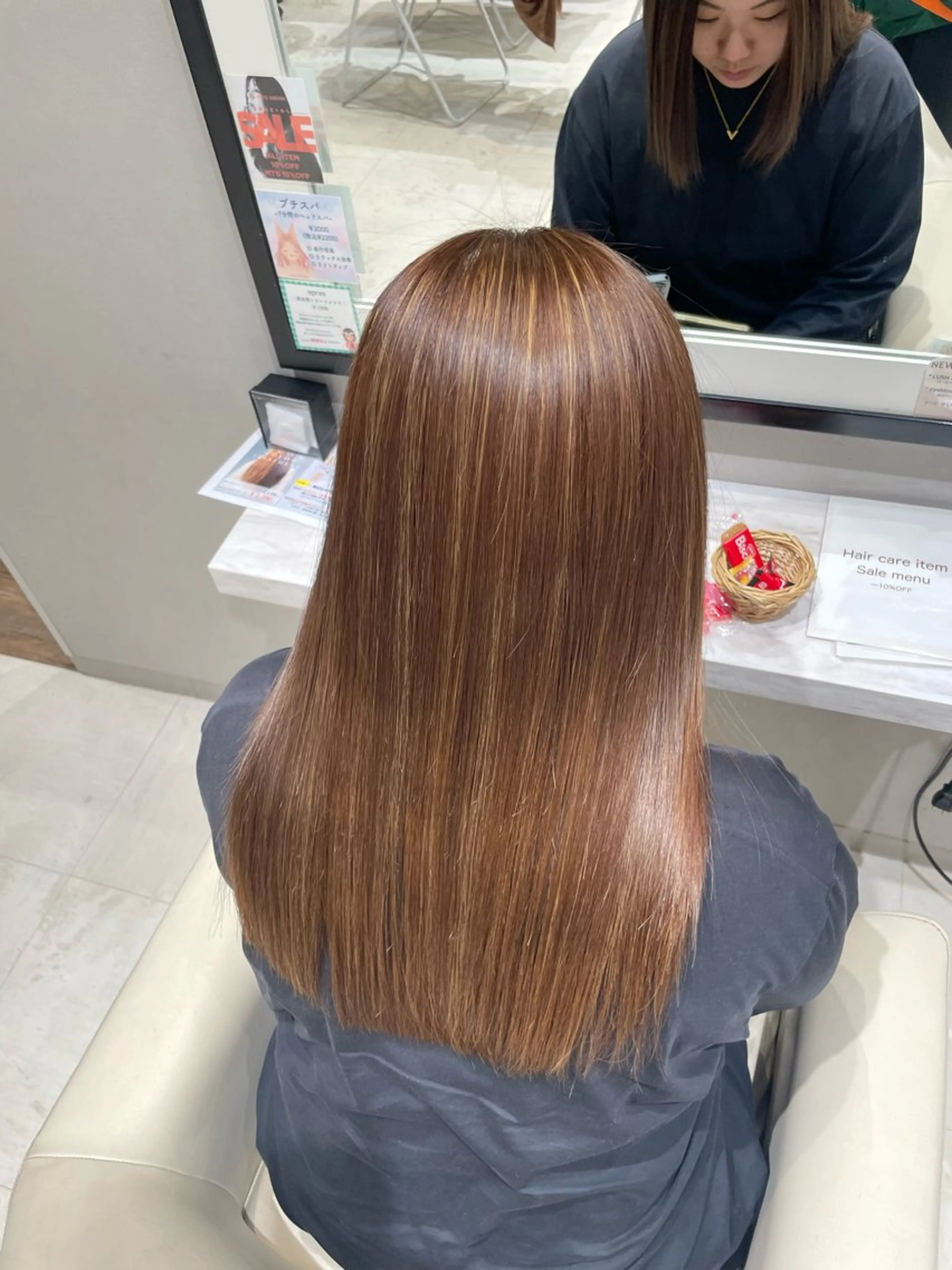 ロング ハイライト 髪質改善 縮毛矯正 トリートメント k-twoたき✨艶感 カラー／美髪矯正のヘアスタイル