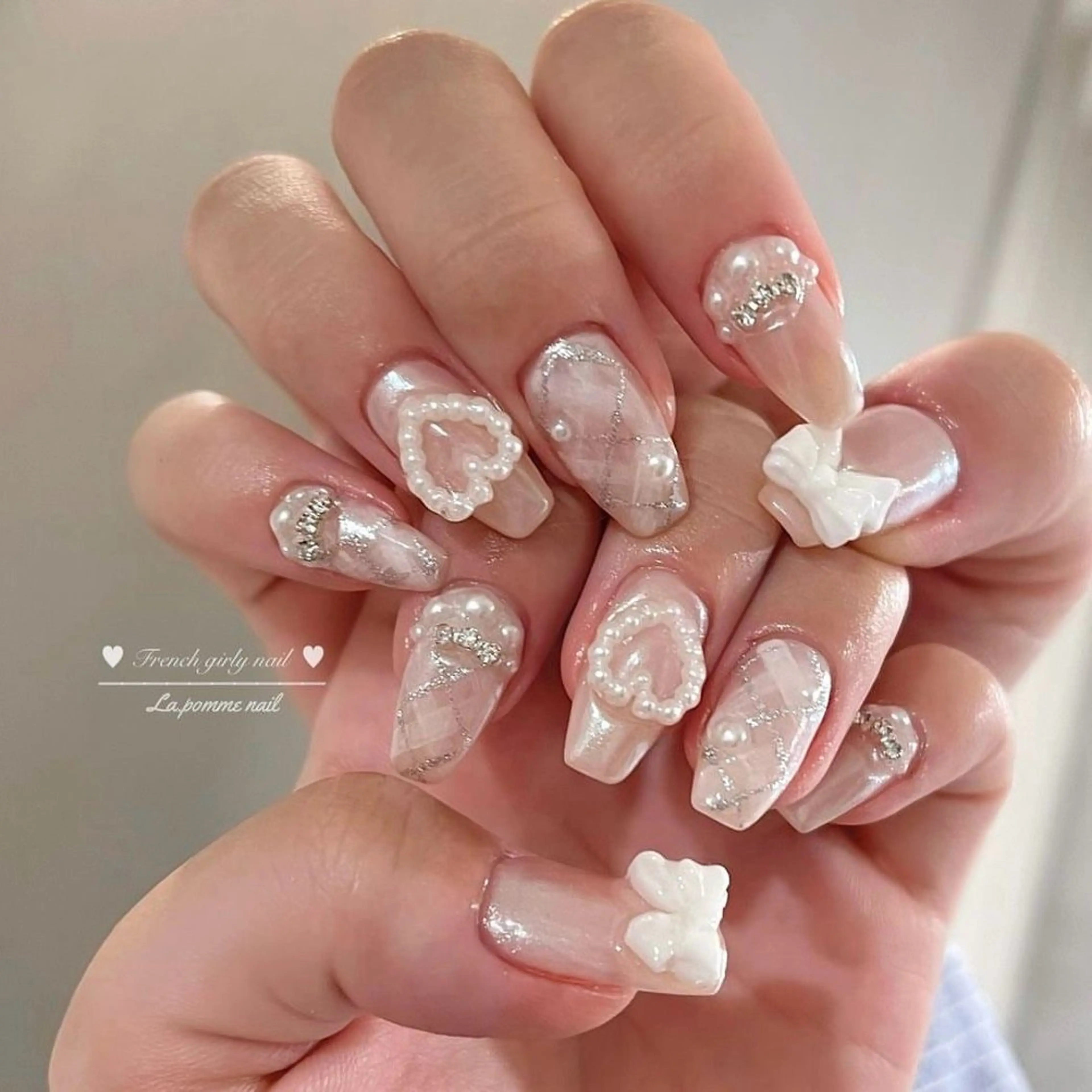 ネイル 長さ出し マグネットネイル ピンク ネイルチップ 冬ネイル Lee Nailsのネイルデザイン