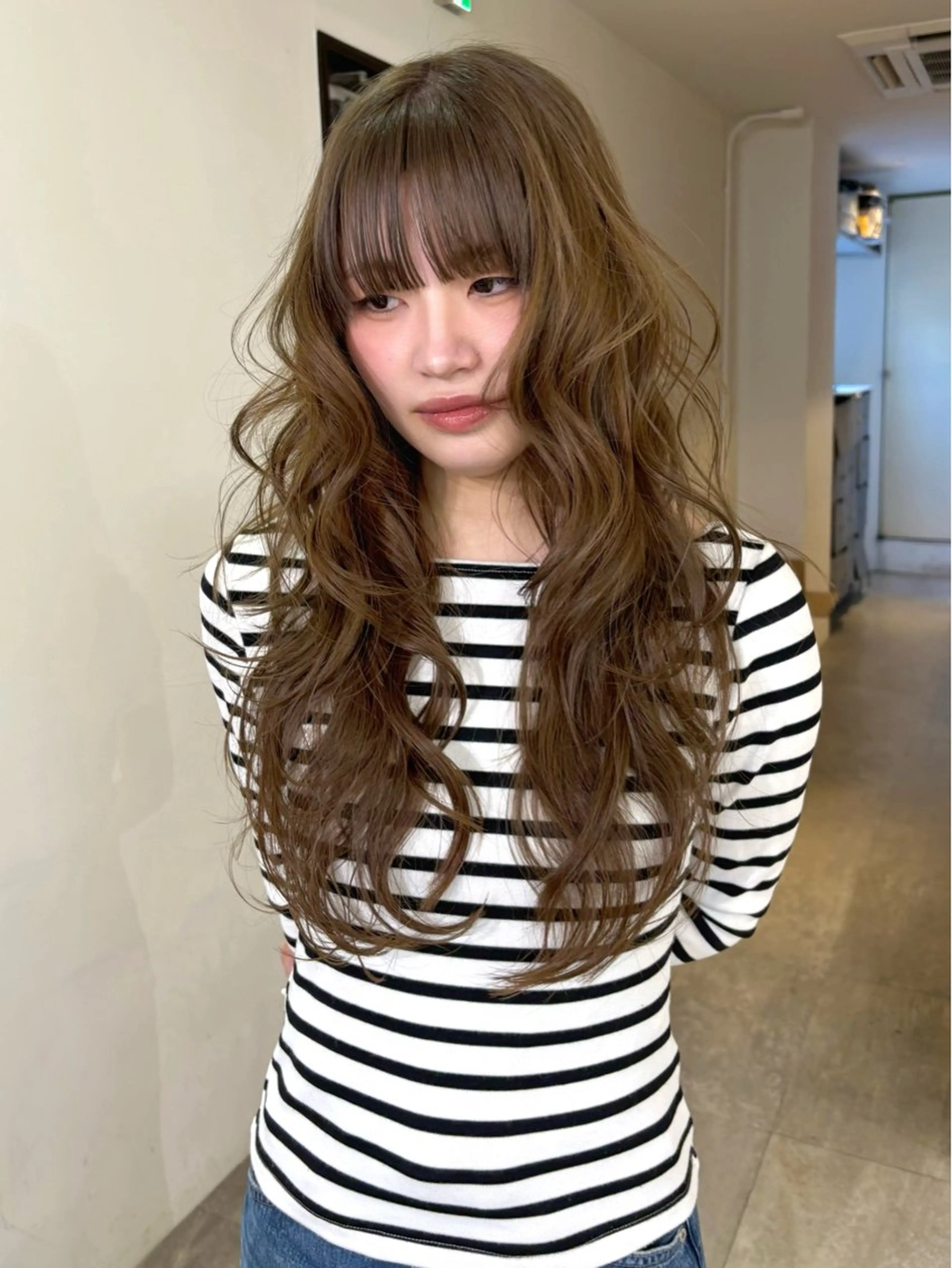 ロング カラー ブリーチ ダブルカラー ブリーチなしカラー カット ヘアカラー mizuki/ピンク ベージュ.レイヤーのヘアスタイル