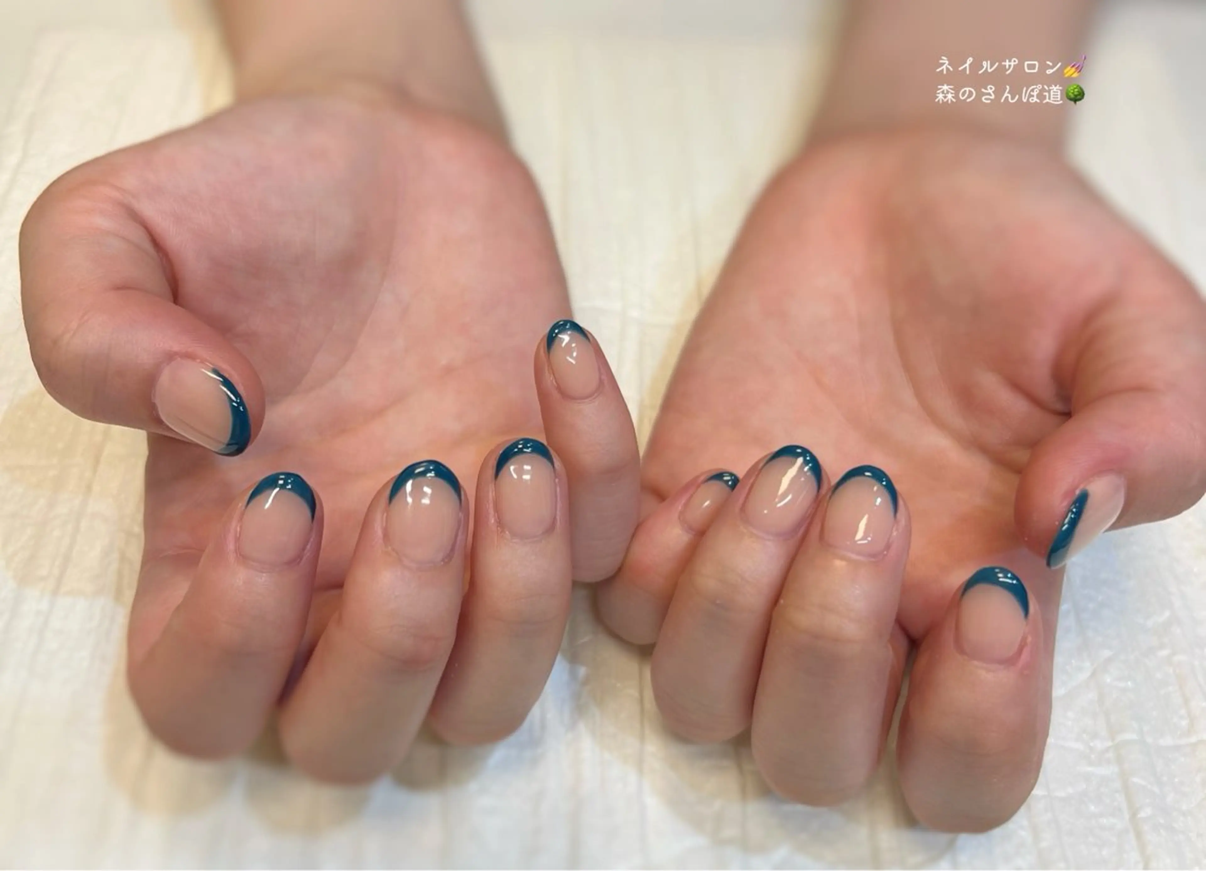 ネイル ハンドネイル ショートネイル 森のさんぽ道のネイルデザイン