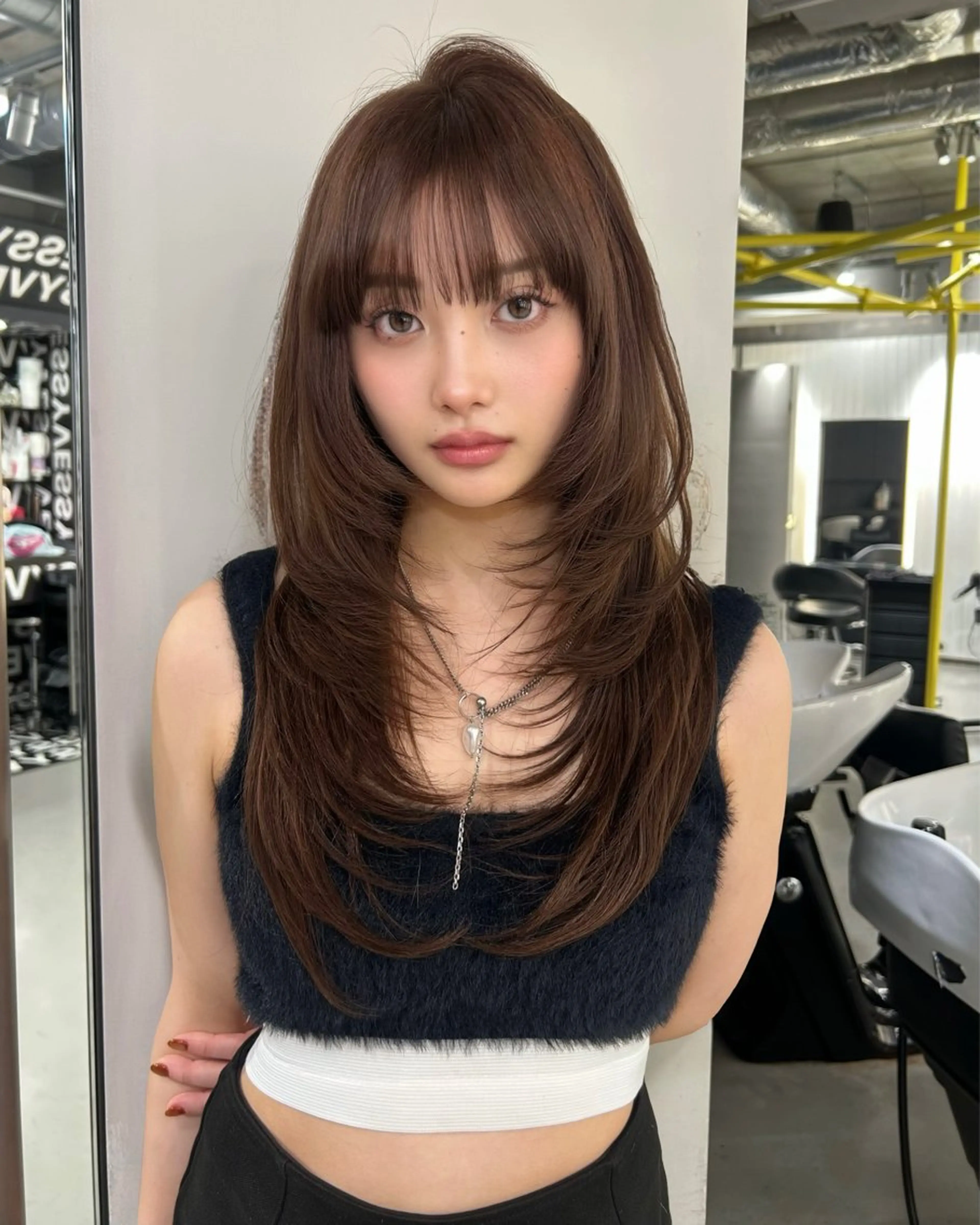 ロング カラー ヘアアレンジ ダブルカラー カット ヘアカラー トリートメント ヘアセット yoko/レイヤー /小顔ボブ／メンズのヘアスタイル