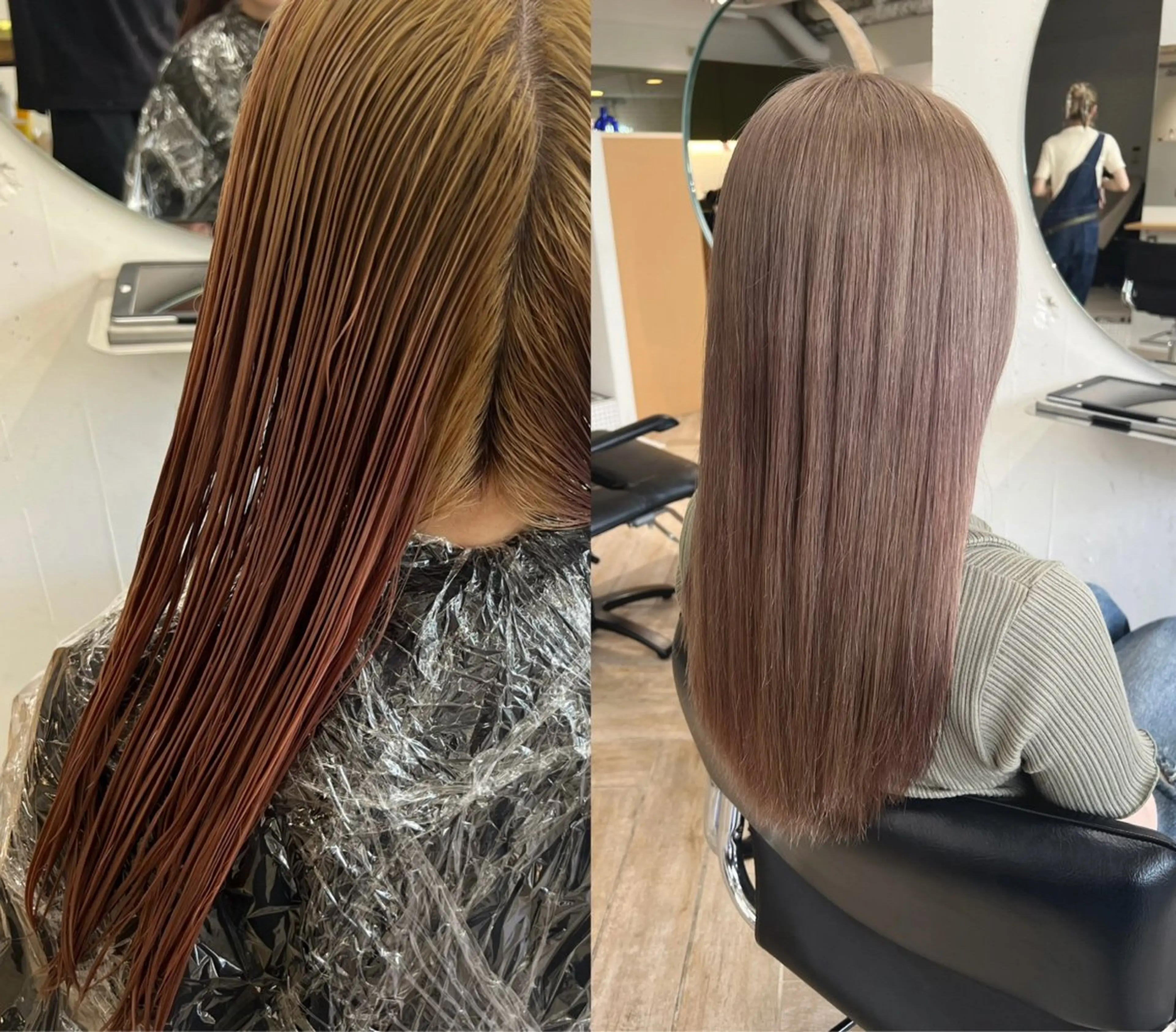 ロング カラー ブリーチ カット ヘアカラー トリートメント ベージュ/髪質改善 新潟/万代/井上佑のヘアスタイル