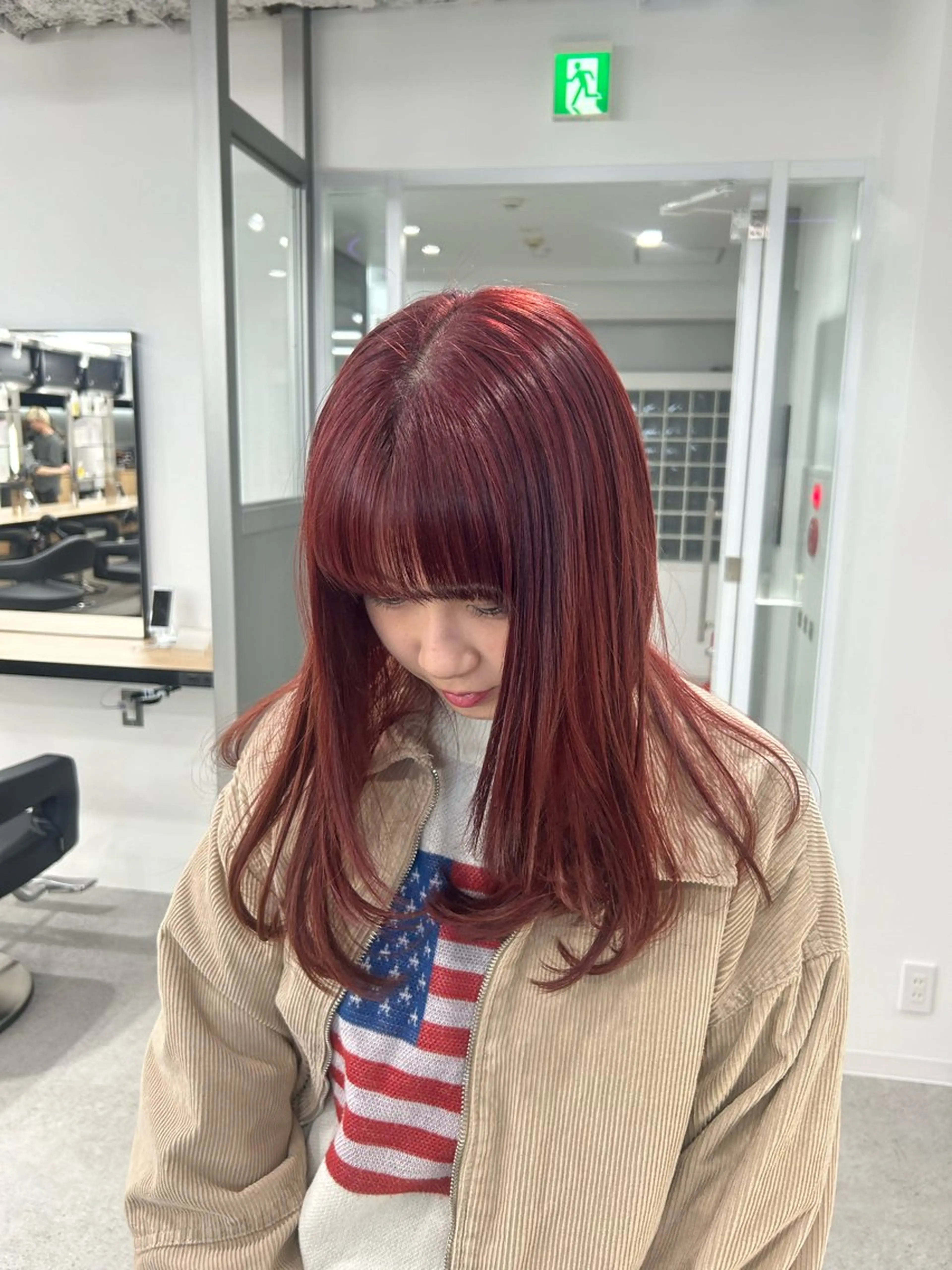 セミロング カラー 愛結 暖色カラー🎀🩰のヘアスタイル