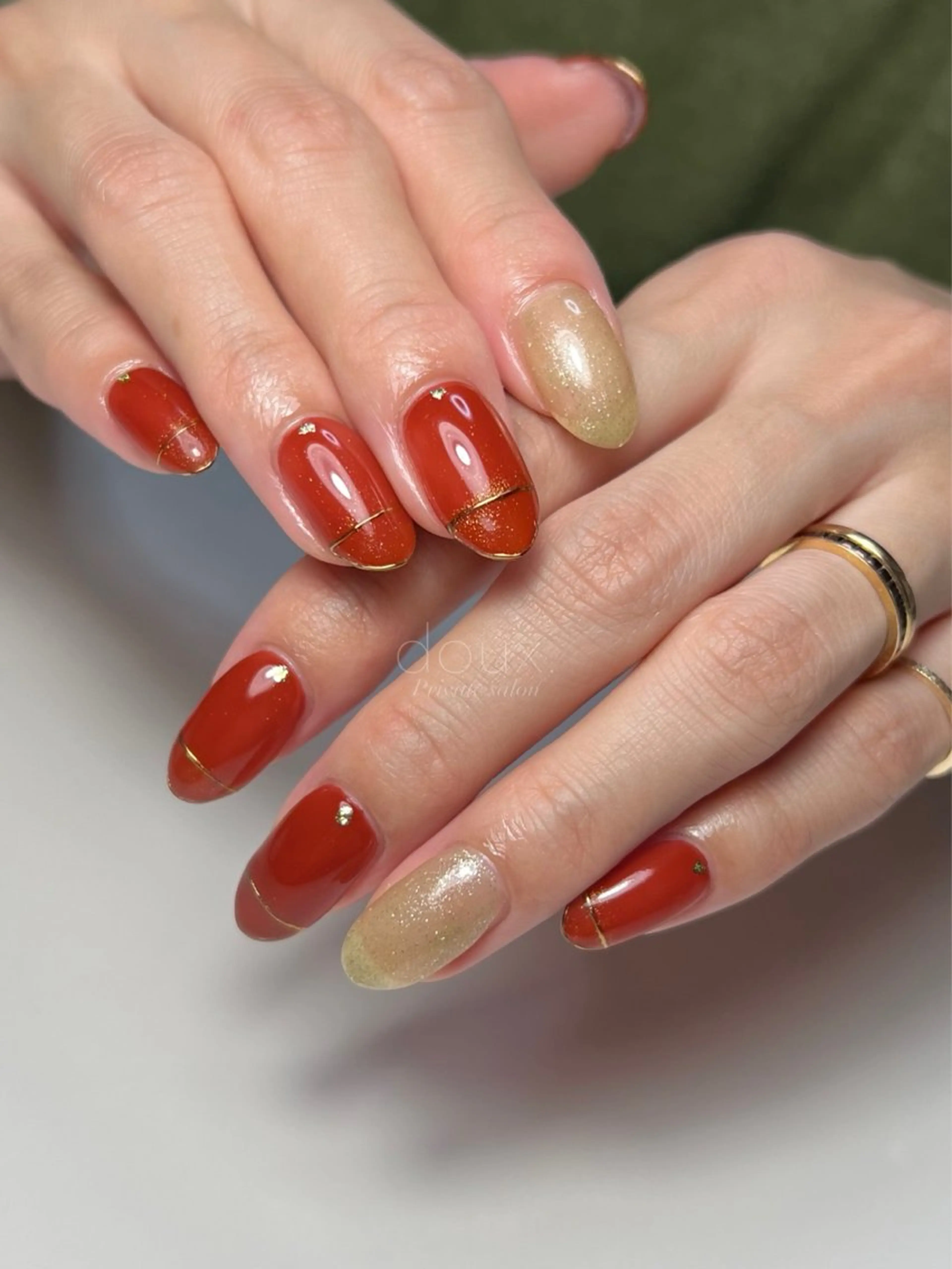 ネイル フレンチネイル 韓国ネイル マグネットネイル ミラーネイル バレンタイン ハンドネイル doux. nailのネイルデザイン