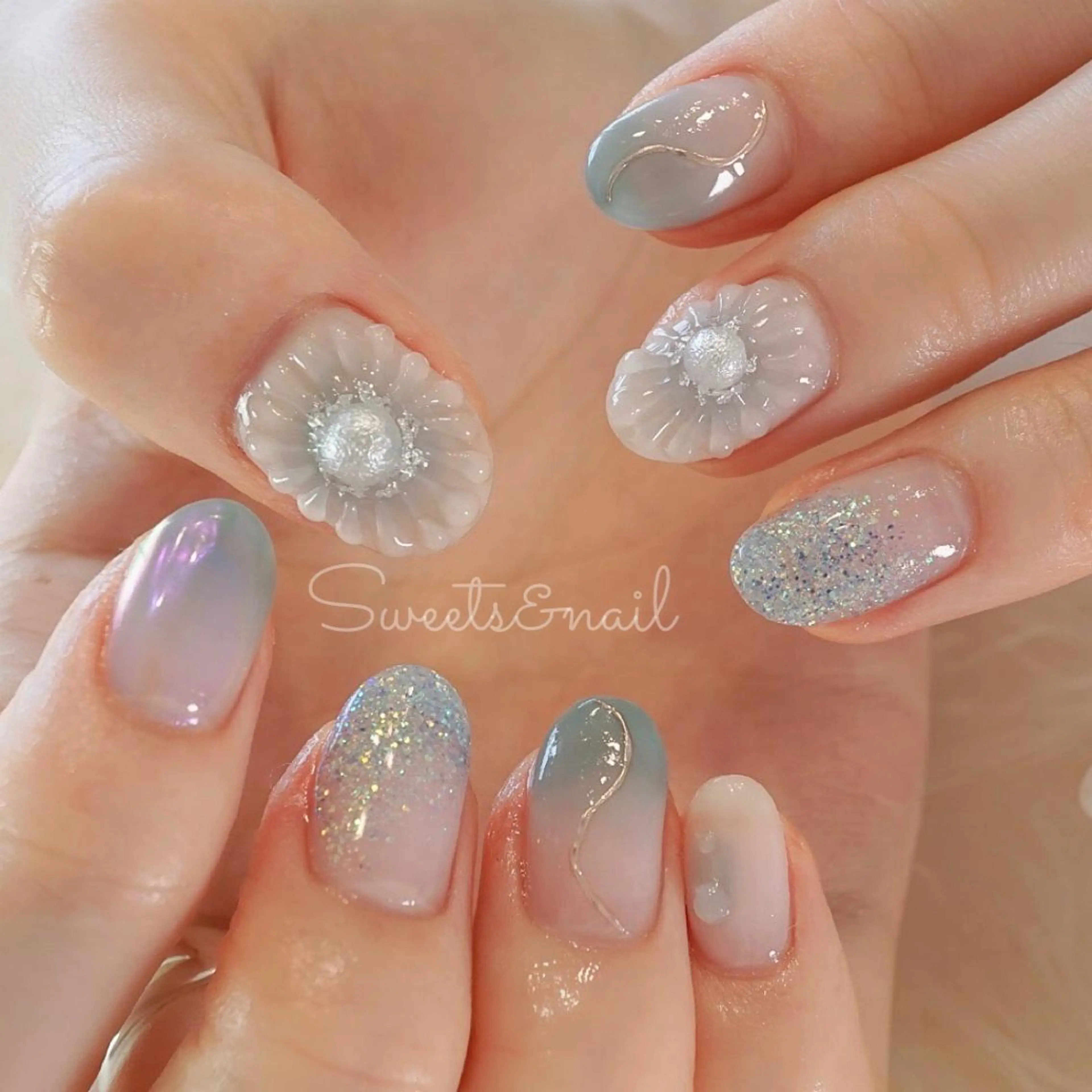 ネイル オーロラネイル ニュアンスネイル Sweets& nail みなこのネイルデザイン