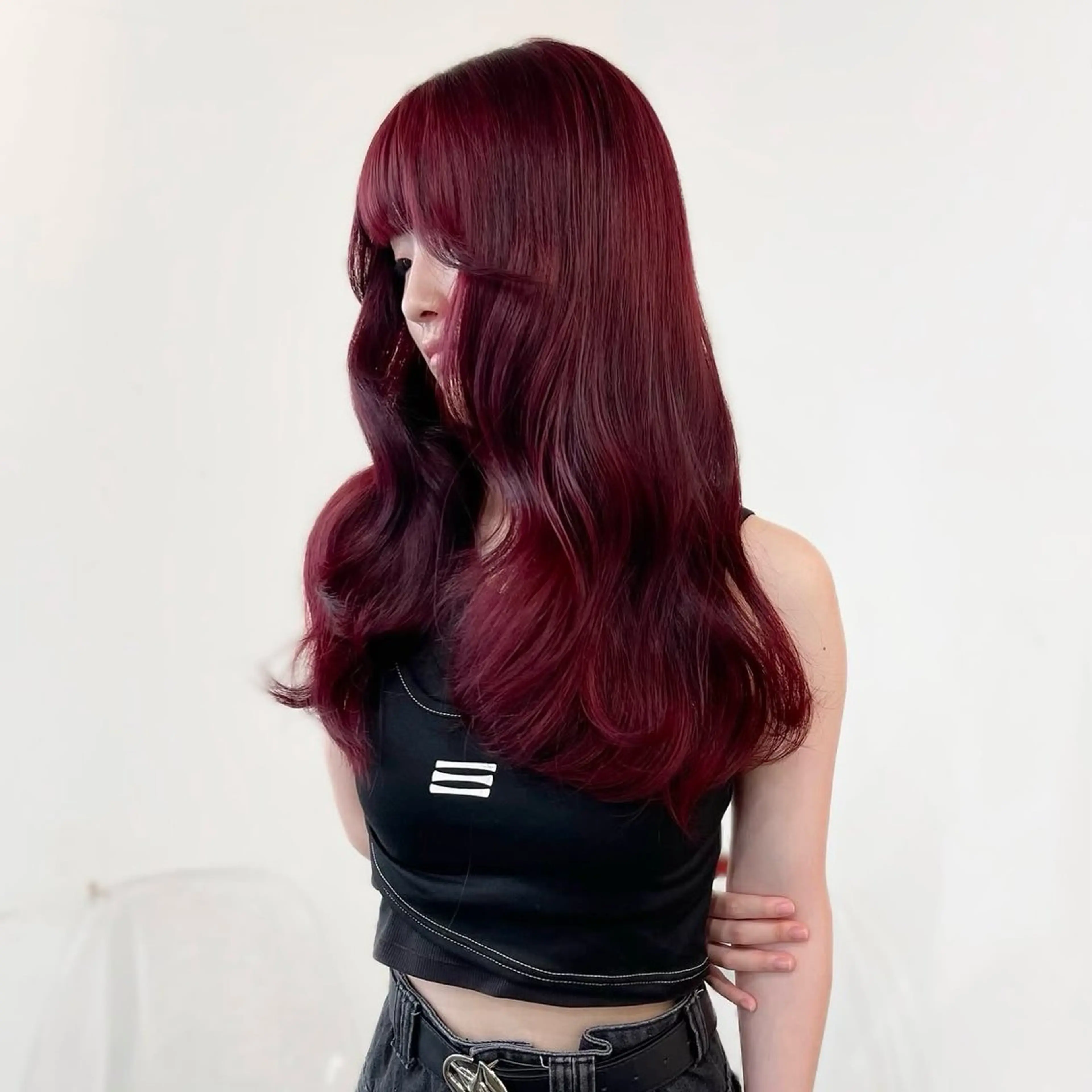 セミロング カラー ブリーチ レッドカラー ヘアカラー カットモデル୨୧大阪 梅田タカシマリナ♡のヘアスタイル