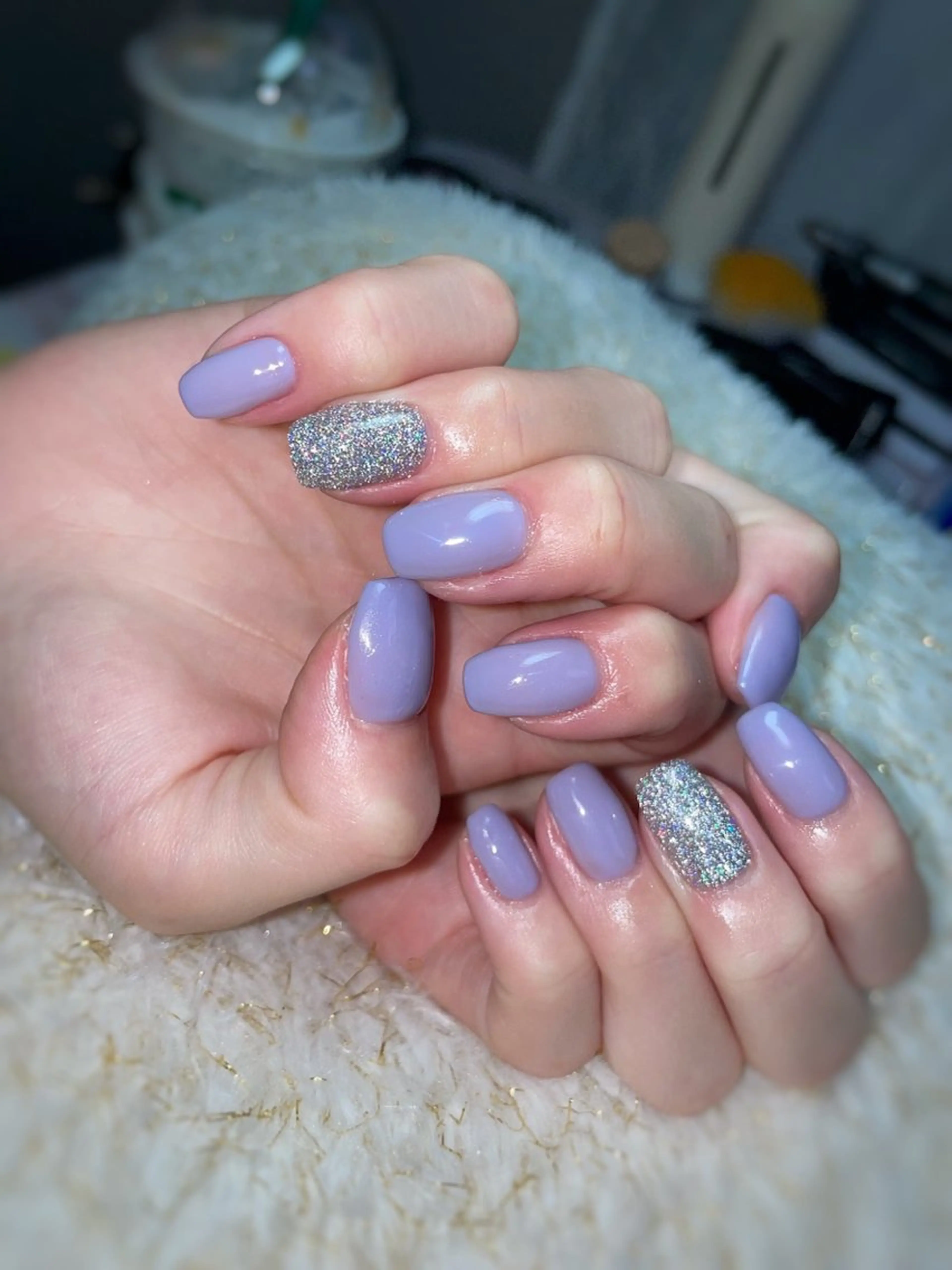 ネイル ブルー フラッシュネイル ラメ(グリッター) シルバー ハンドネイル nail ayacaのネイルデザイン