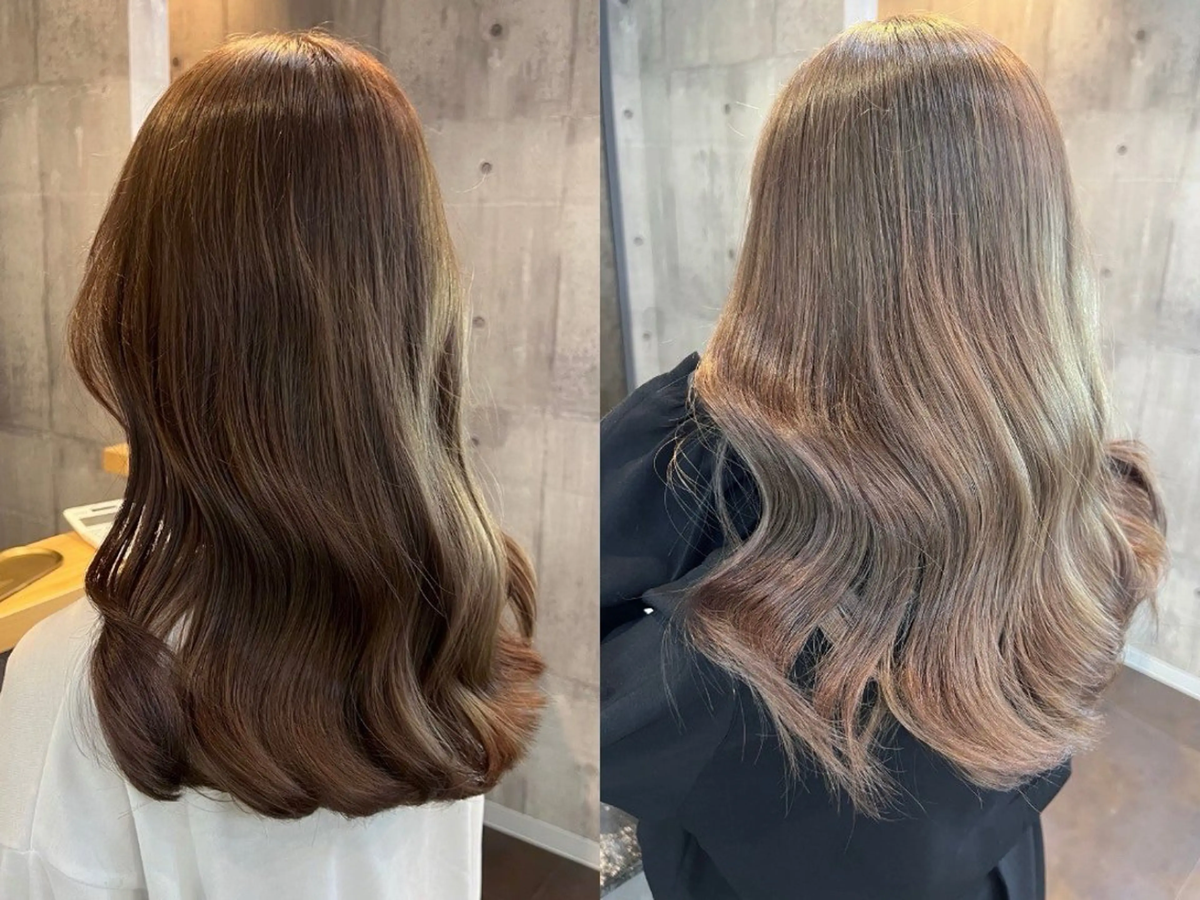 セミロング カラー バレイヤージュ ブリーチ ケアブリーチ ダブルカラー ハイライトカラー カット ヘアカラー トリートメント 韓国/顔周り/透明感 /レイヤー/ひなたのヘアスタイル