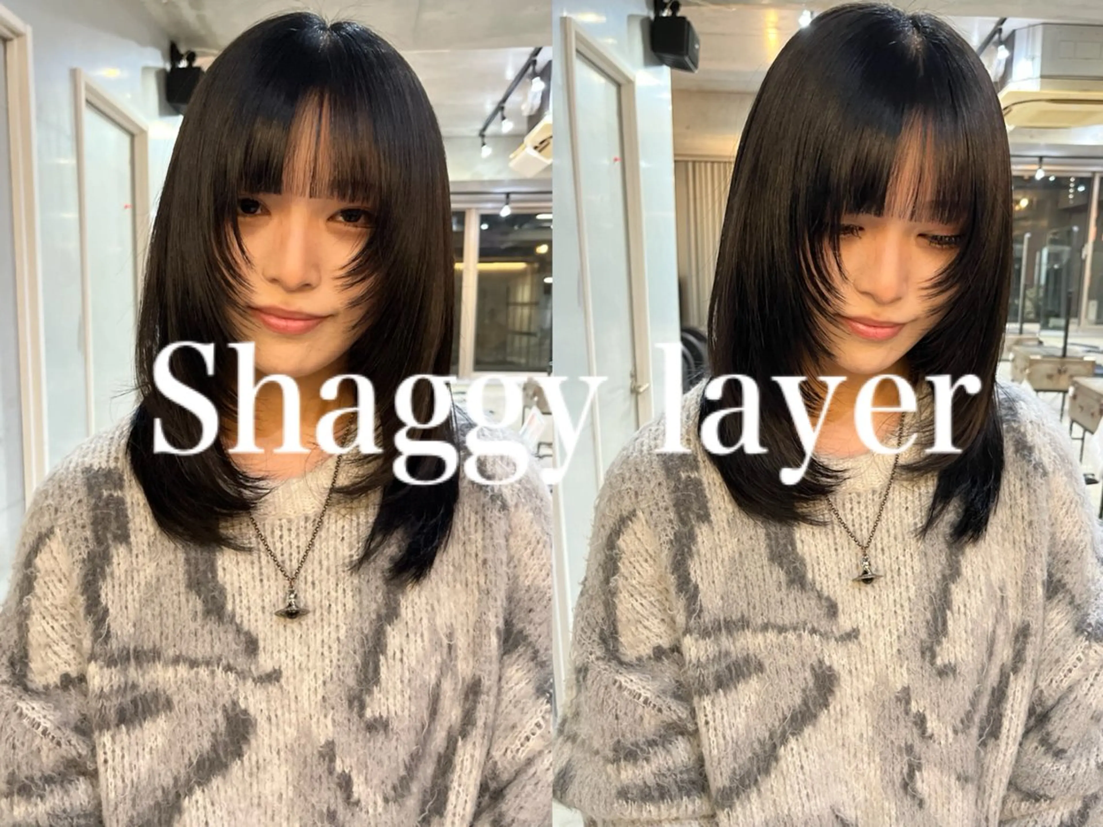 ミディアム 髪質改善 レイヤーカット シャギー カット トリートメント レイヤーカット\ウル フ　chinatsuのヘアスタイル