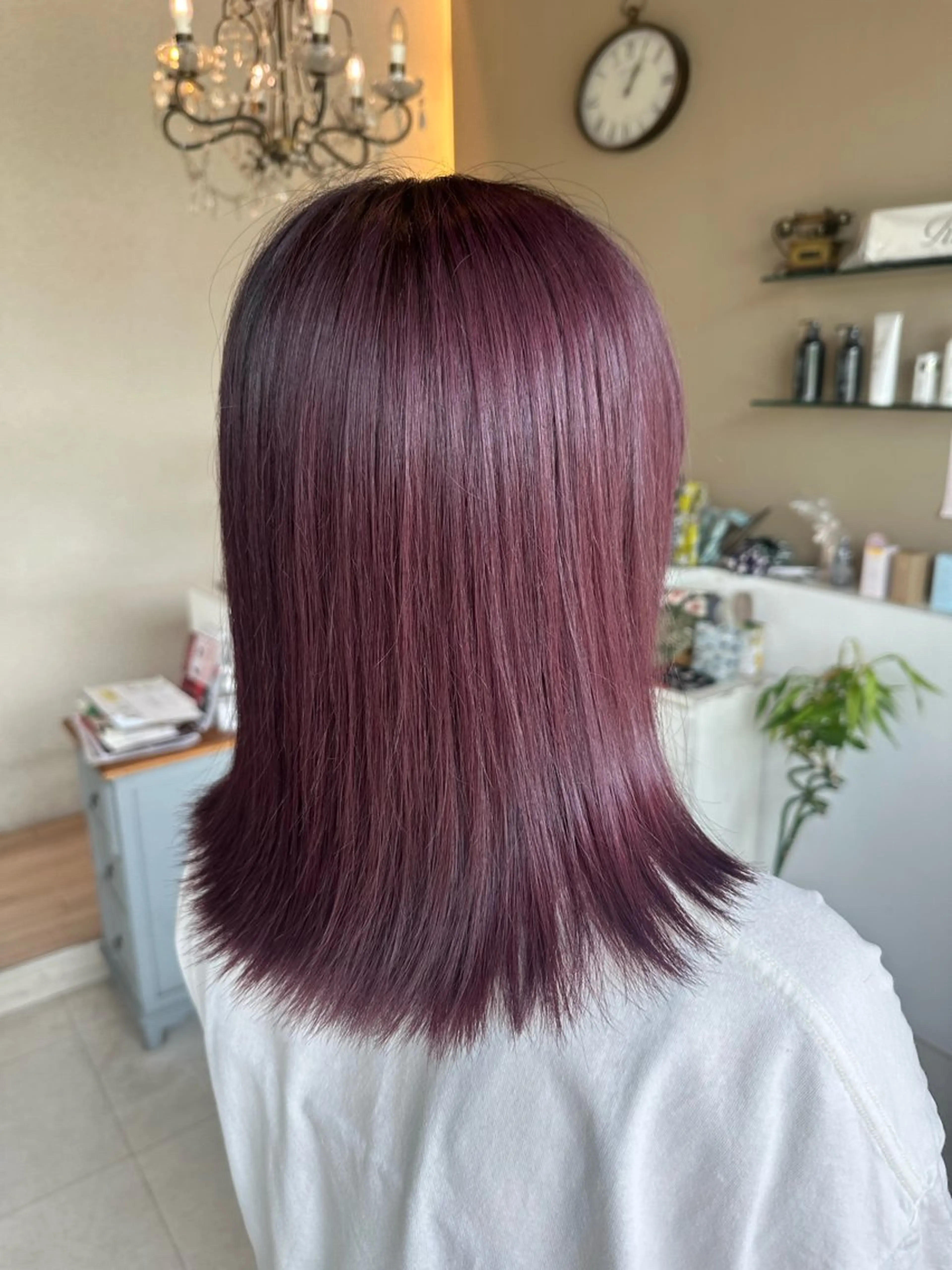 ミディアム ヘアカラー ツヤ髪質改善 💜れいな💜のヘアスタイル