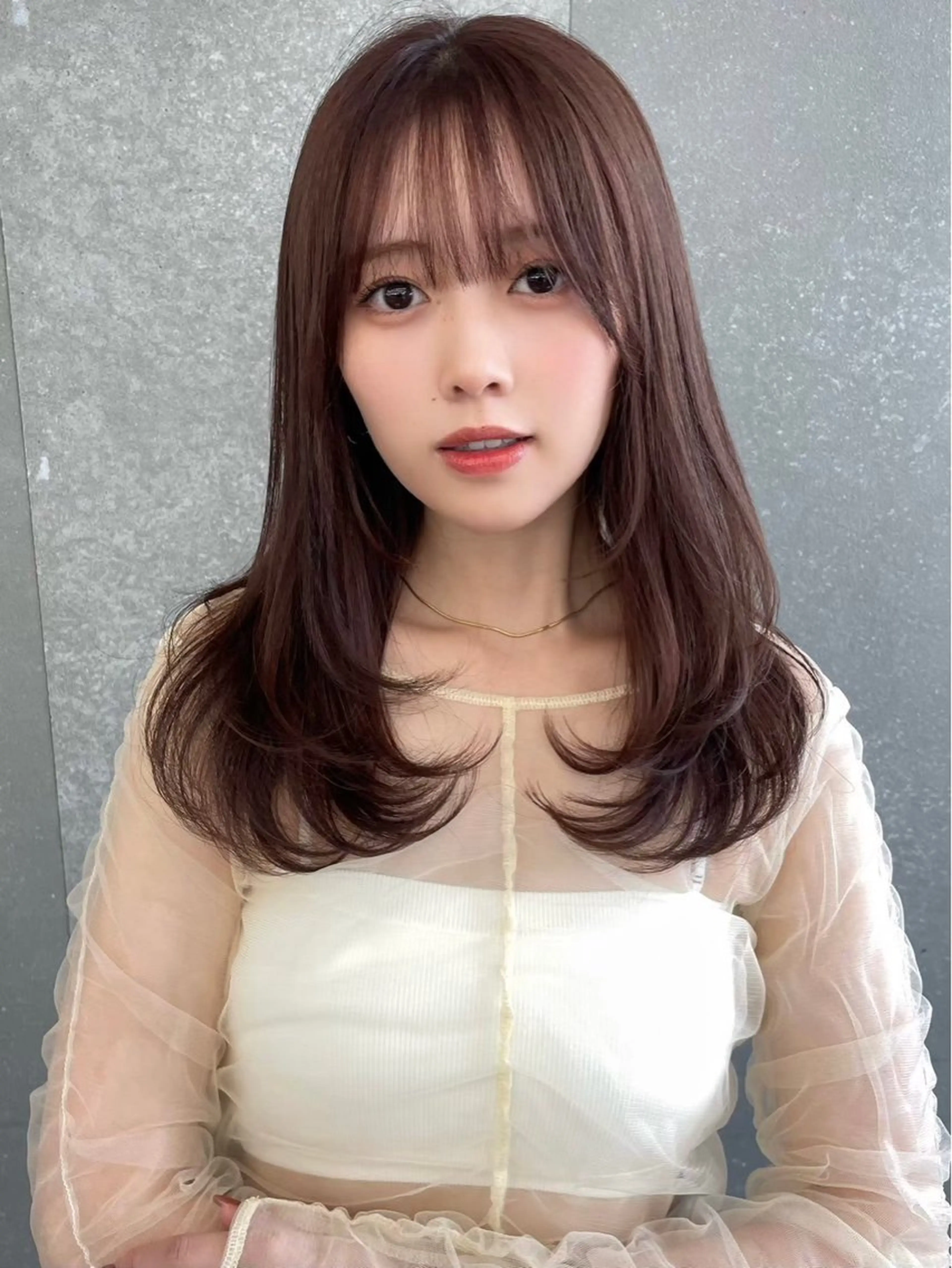 セミロング カラー 透明感カラー 韓国風ヘア レイヤーカット 小顔カット カット ヘアカラー トリートメント ✨レイヤー/韓国 /✨ヘア山下　遥のヘアスタイル