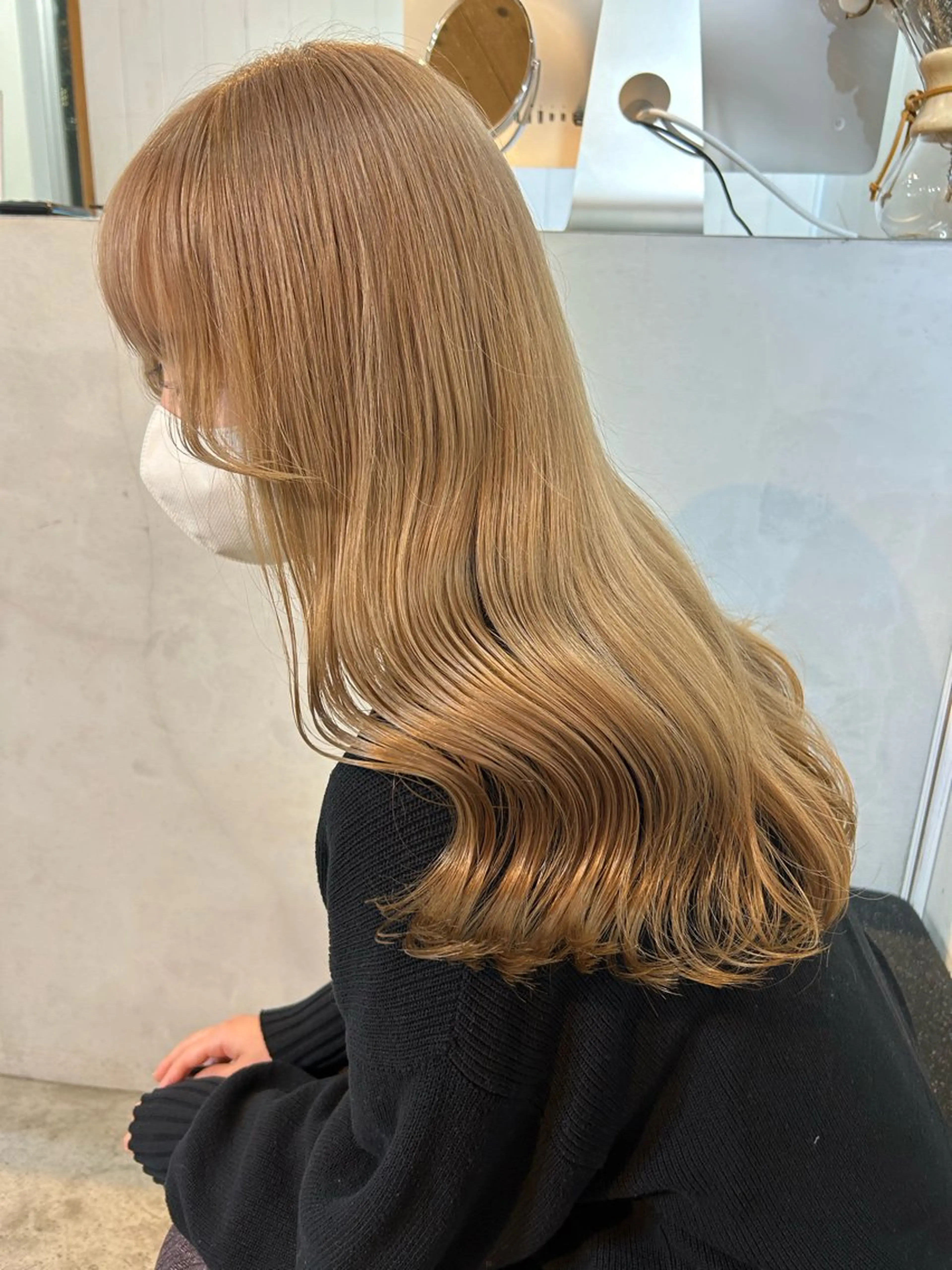 ロング カラー ベージュカラー ミルクティーベージュ カット ヘアカラー トリートメント 🧸艶々韓国ヘア 🧁mizunaのヘアスタイル