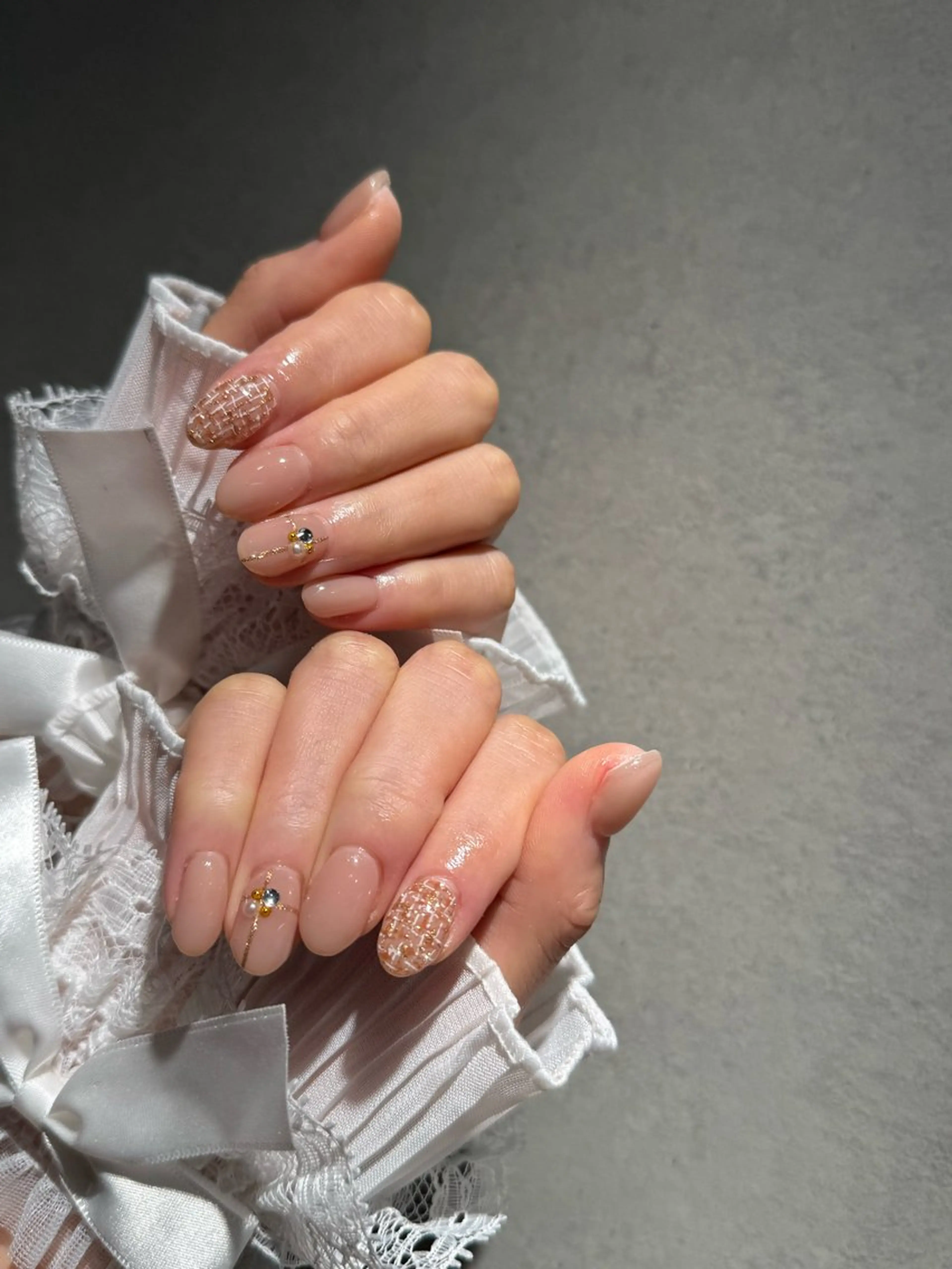 ネイル I-nailロング /ワンホン/キラキラのネイルデザイン