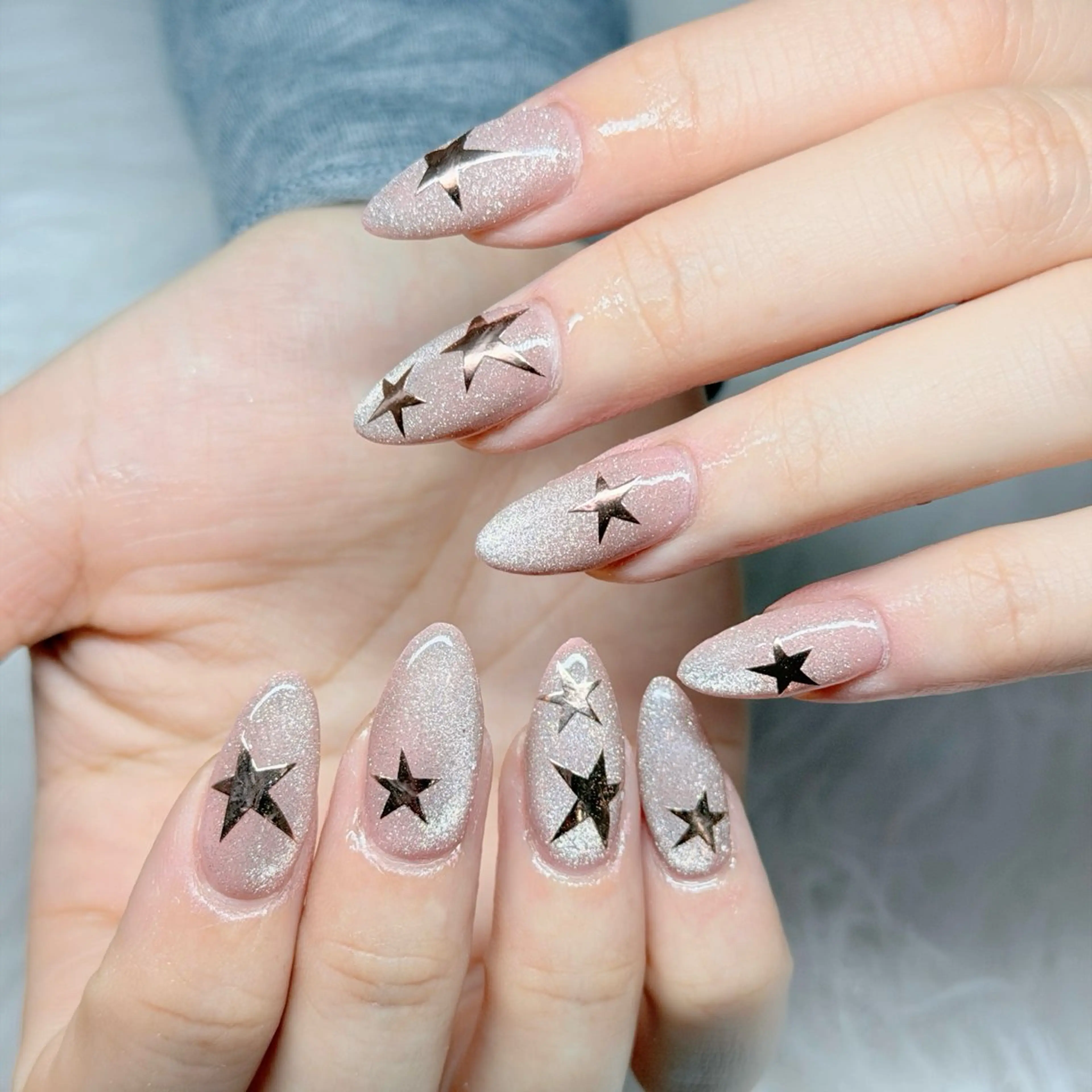 ネイル オーロラネイル グラデーション ハート ホログラムネイル キラキラネイル HA NIのネイルデザイン