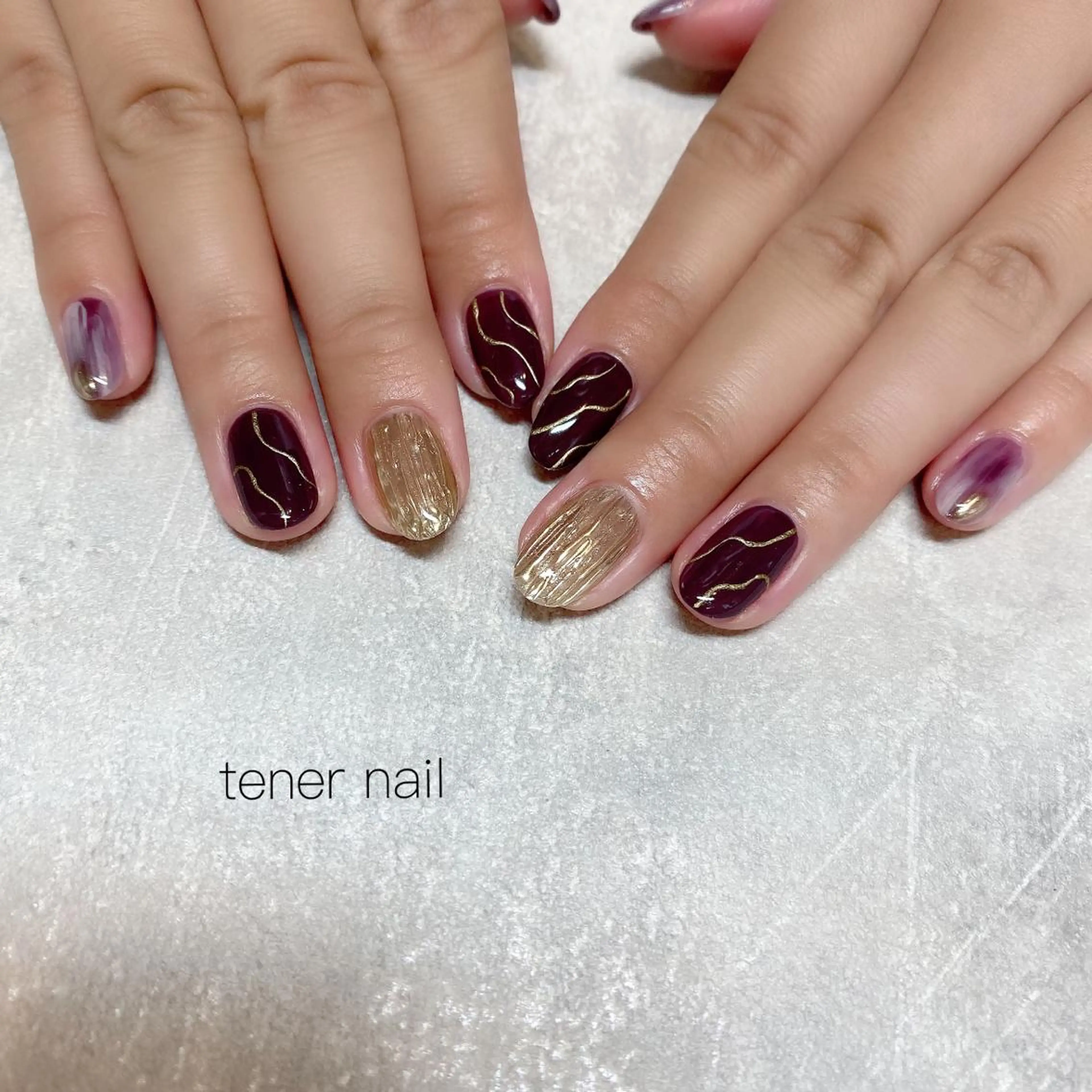 ネイル ブラウン パープル テネルネイル tener nailのネイルデザイン