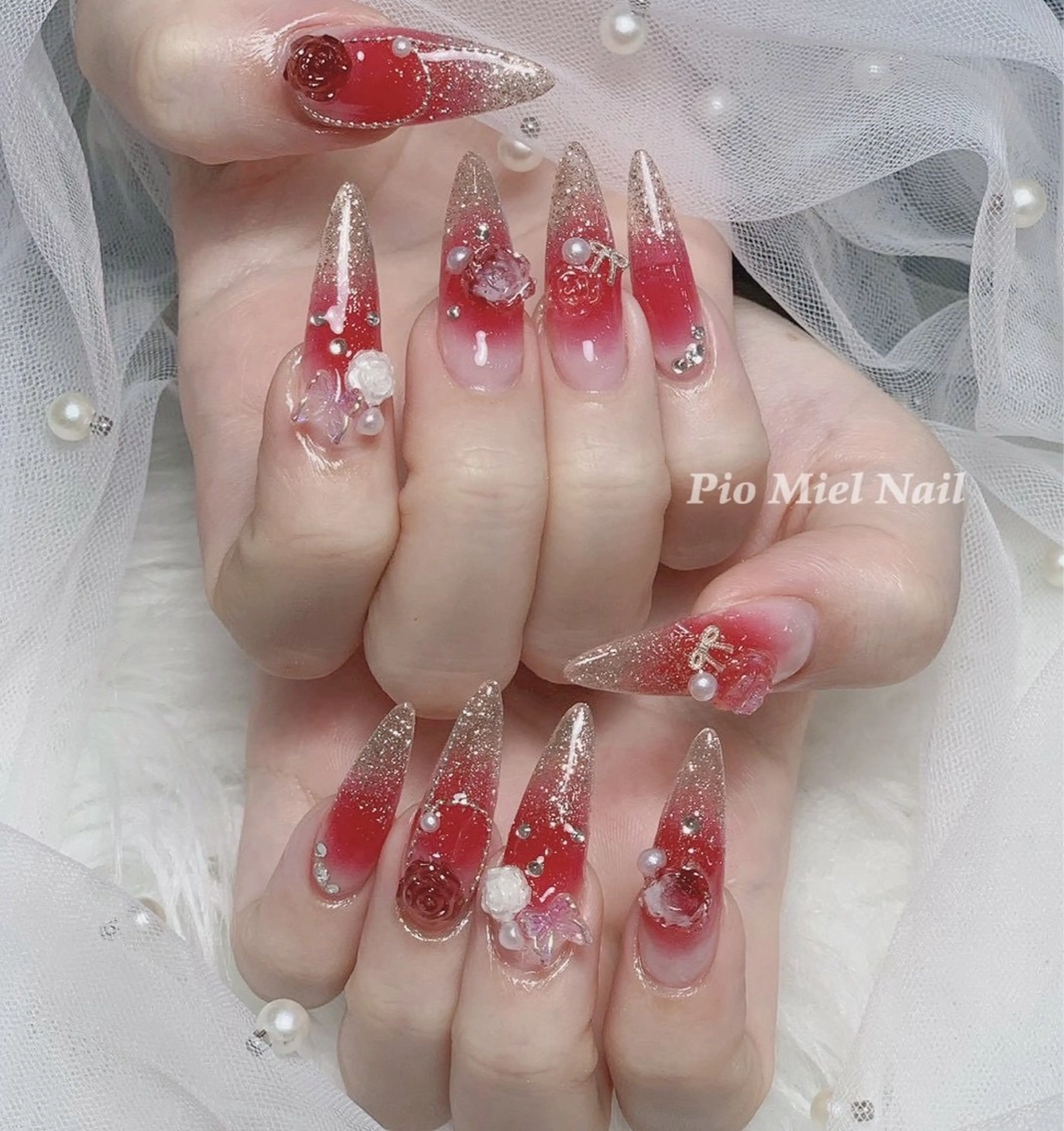 ネイル ハンドネイル HANA 長さだしのネイルデザイン