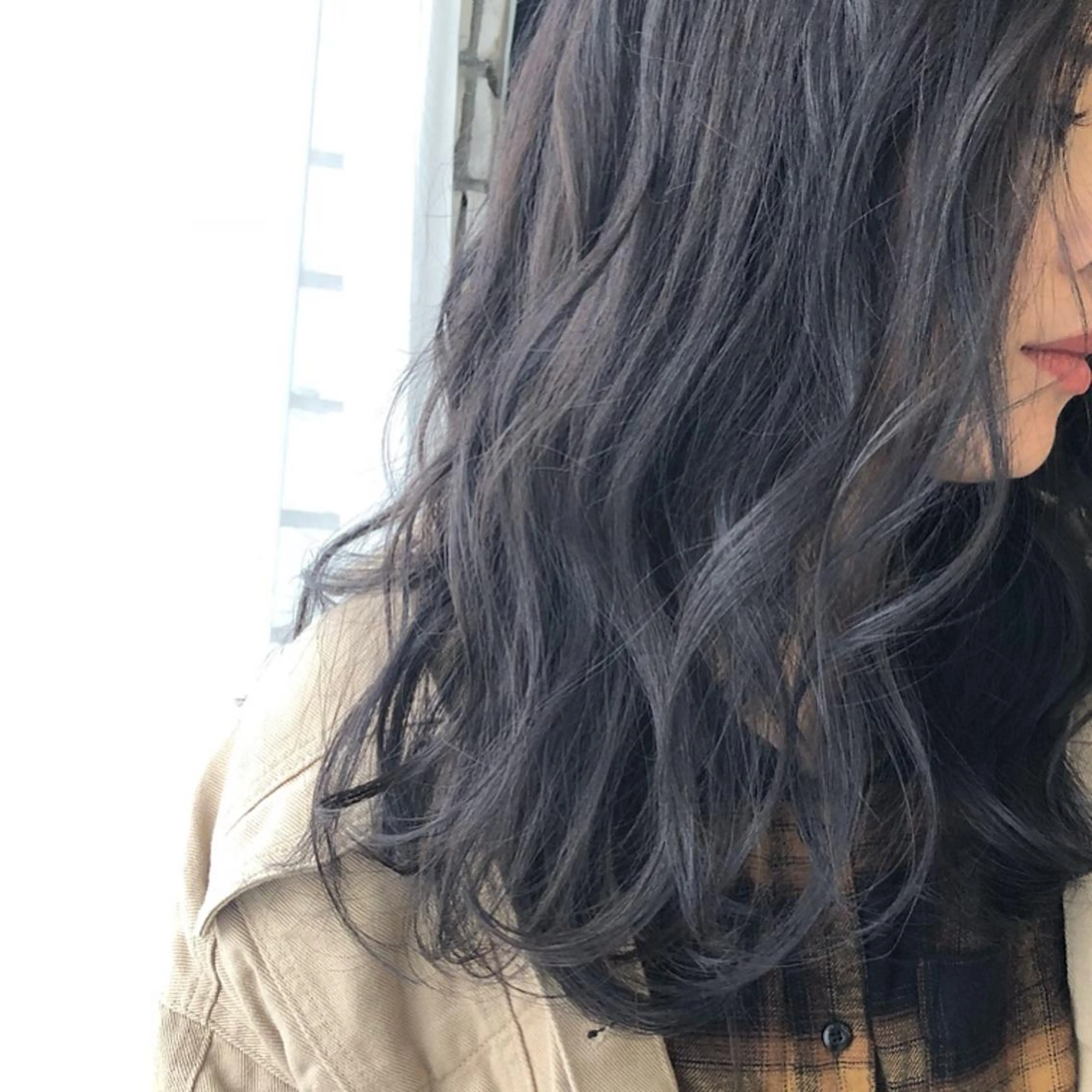 ロング カラー ブリーチ ブリーチなしカラー パープルカラー ORIKA 美容室のヘアスタイル
