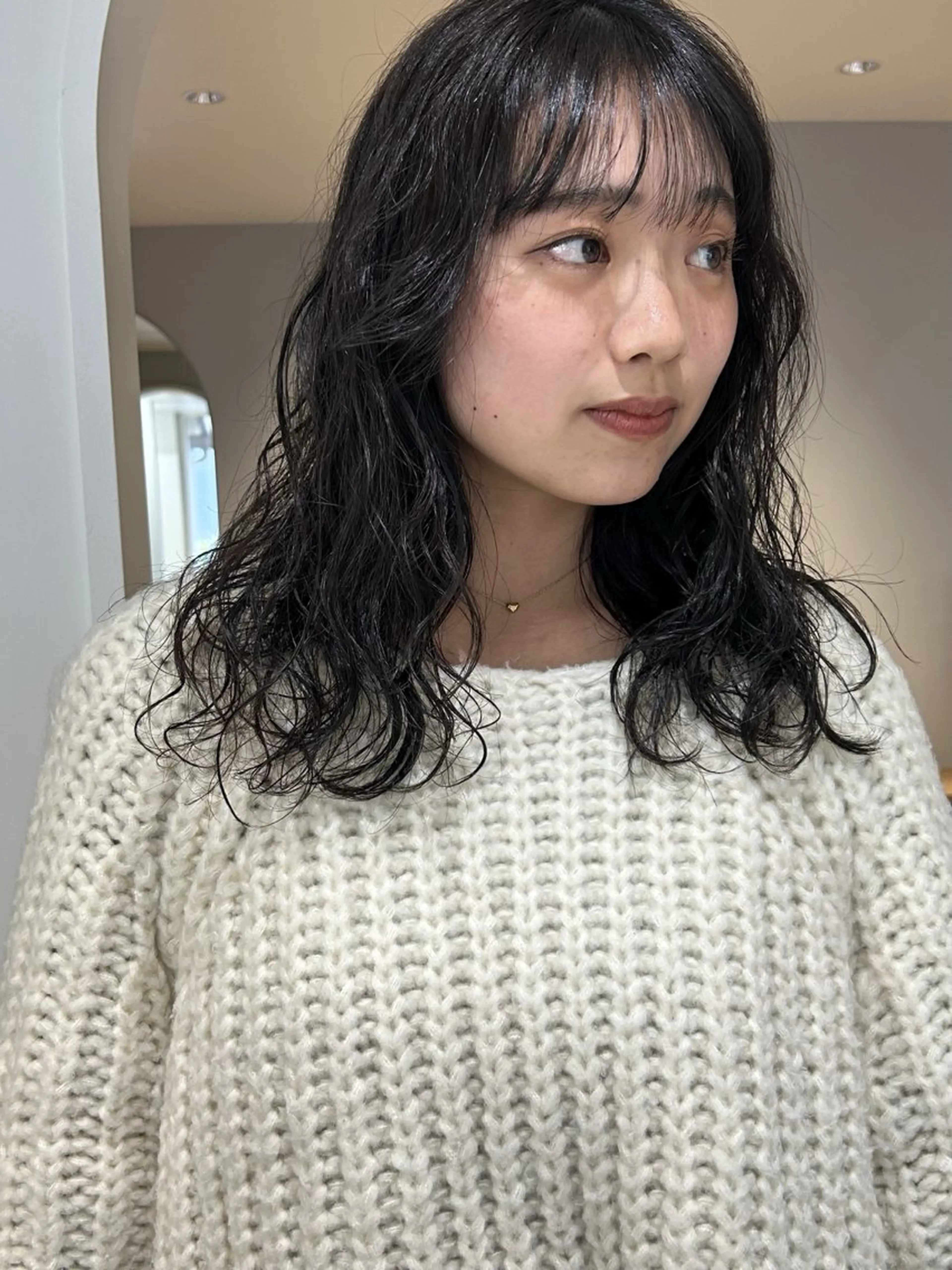 ミディアム パーマ ヘアカラー パーマ じゅわっと暖色カラー 🍊Moemiのヘアスタイル