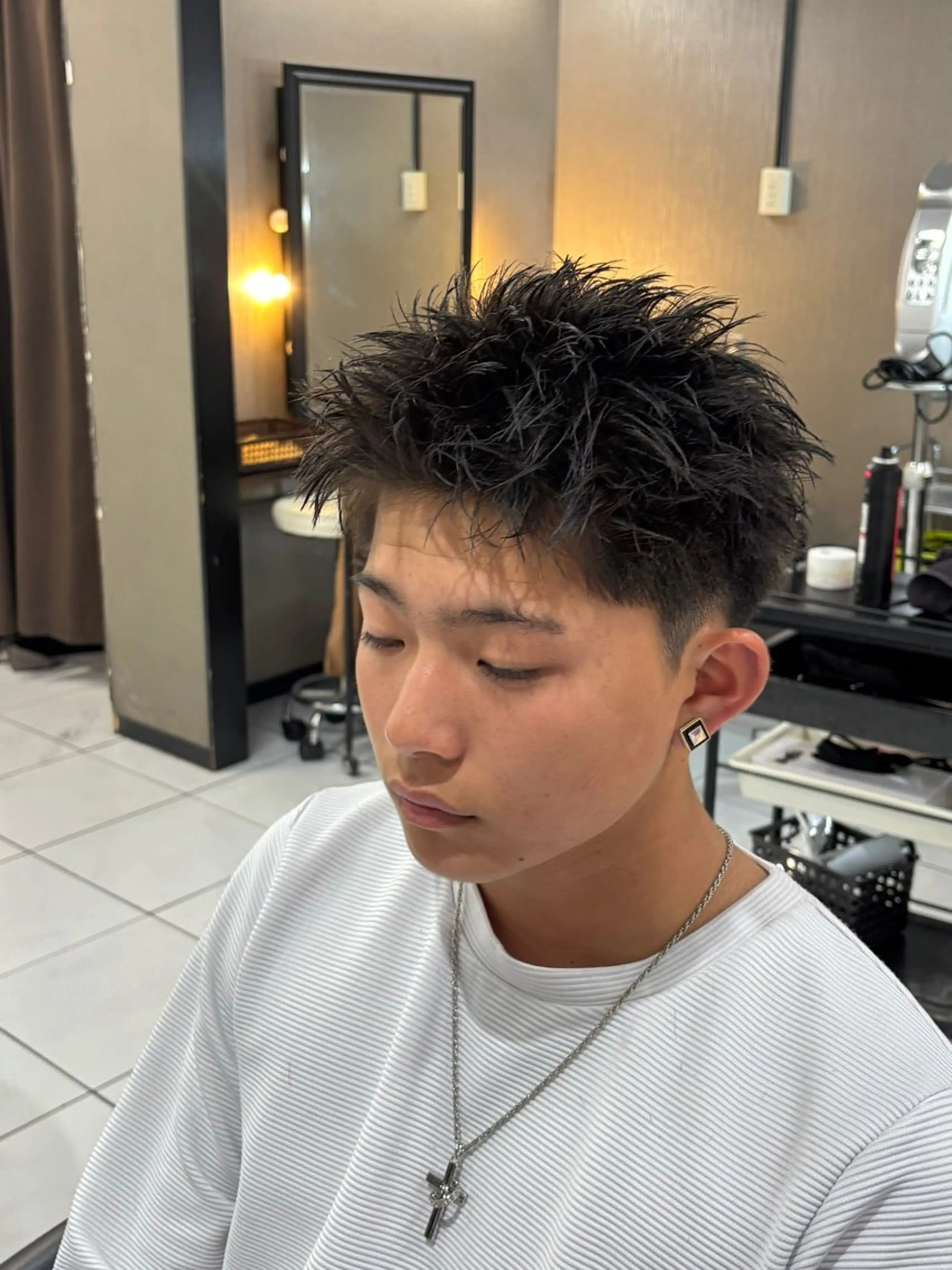 メンズ メンズパーマ スパイキーショート カット 加川 隼人のヘアスタイル