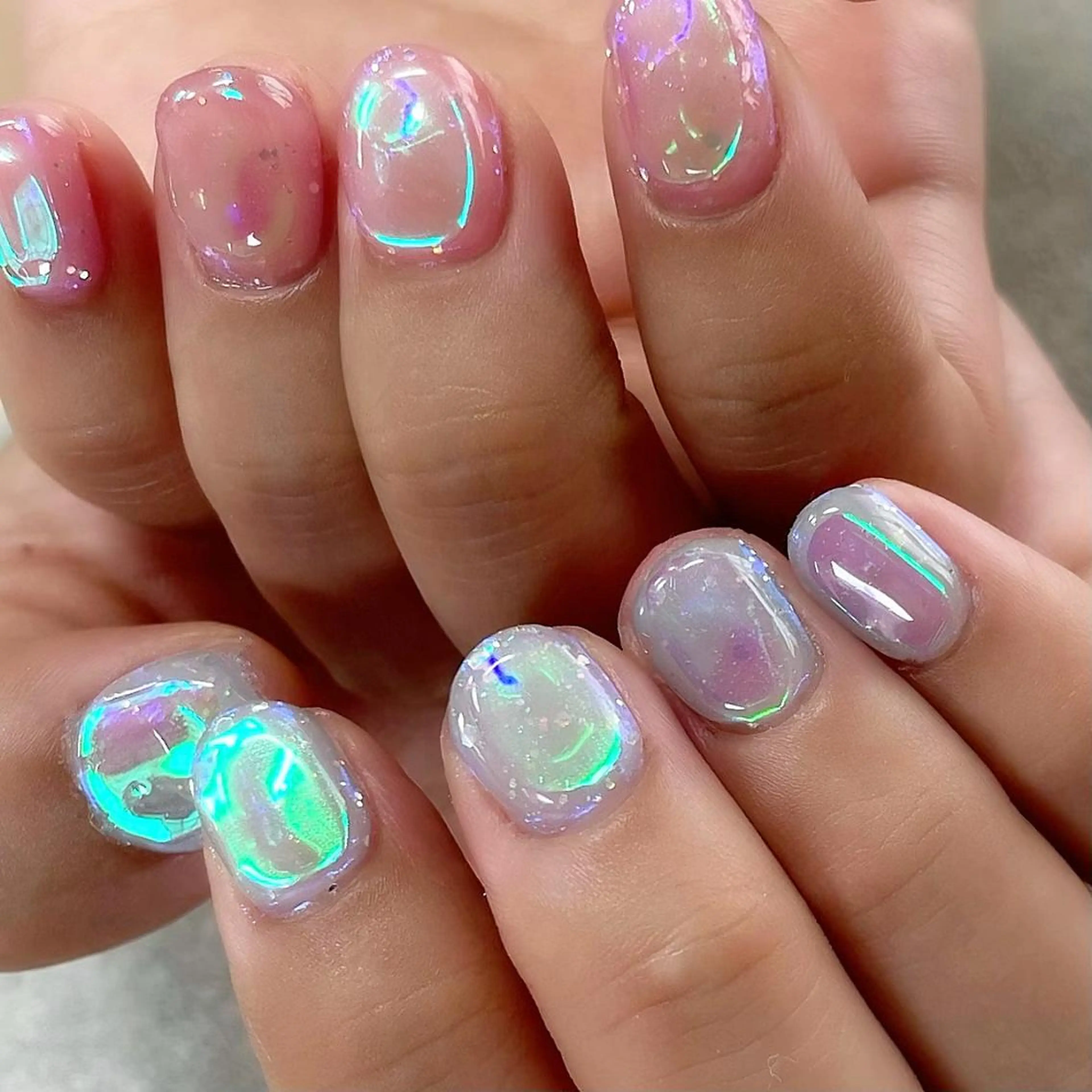 ネイル ジェルネイル 氷ネイル・うるうるネイル 東 千夏のネイルデザイン