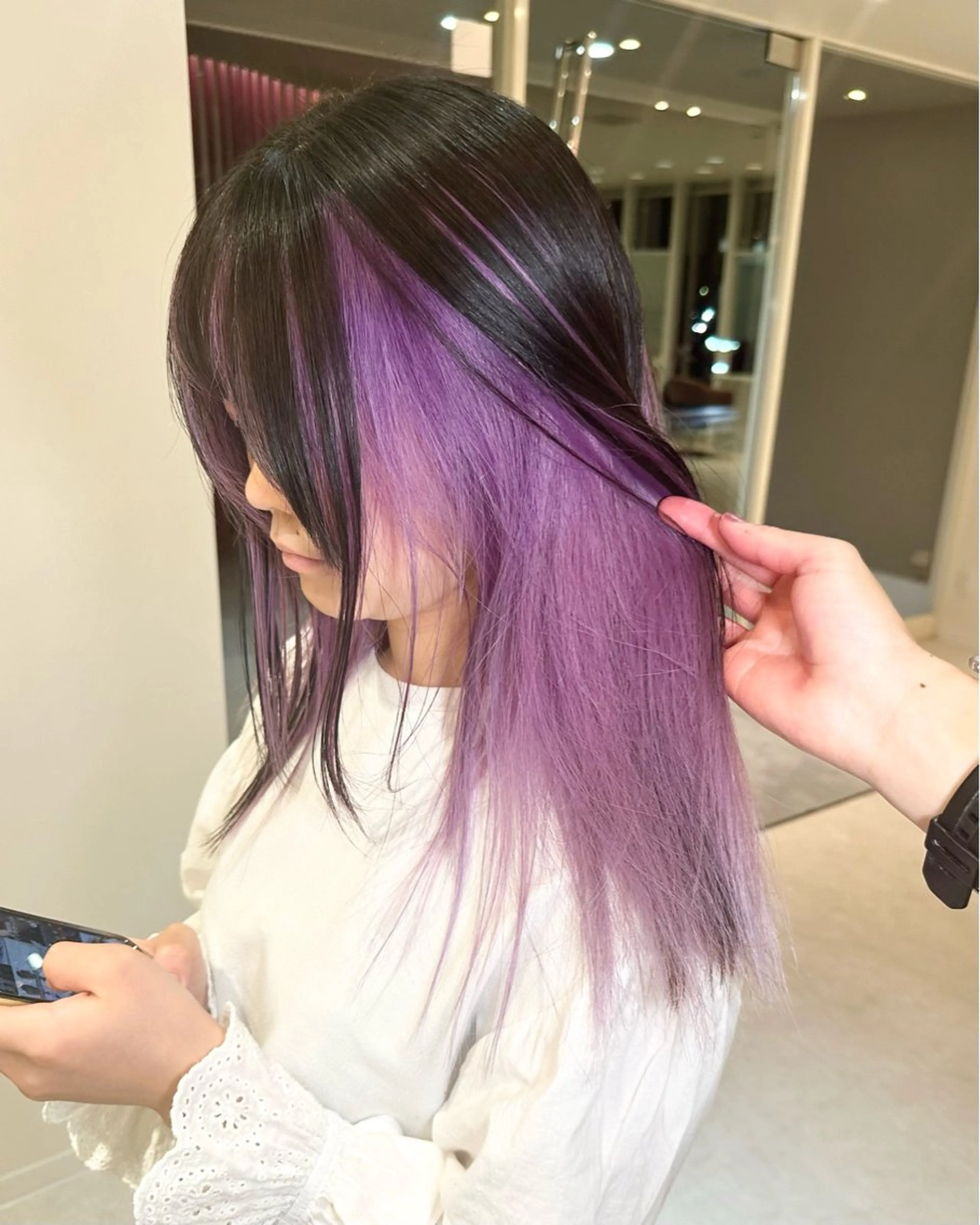 ミディアム カラー ラベンダーカラー ヘアカラー トリートメント ダメージレスブリーチ HIROSHIのヘアスタイル