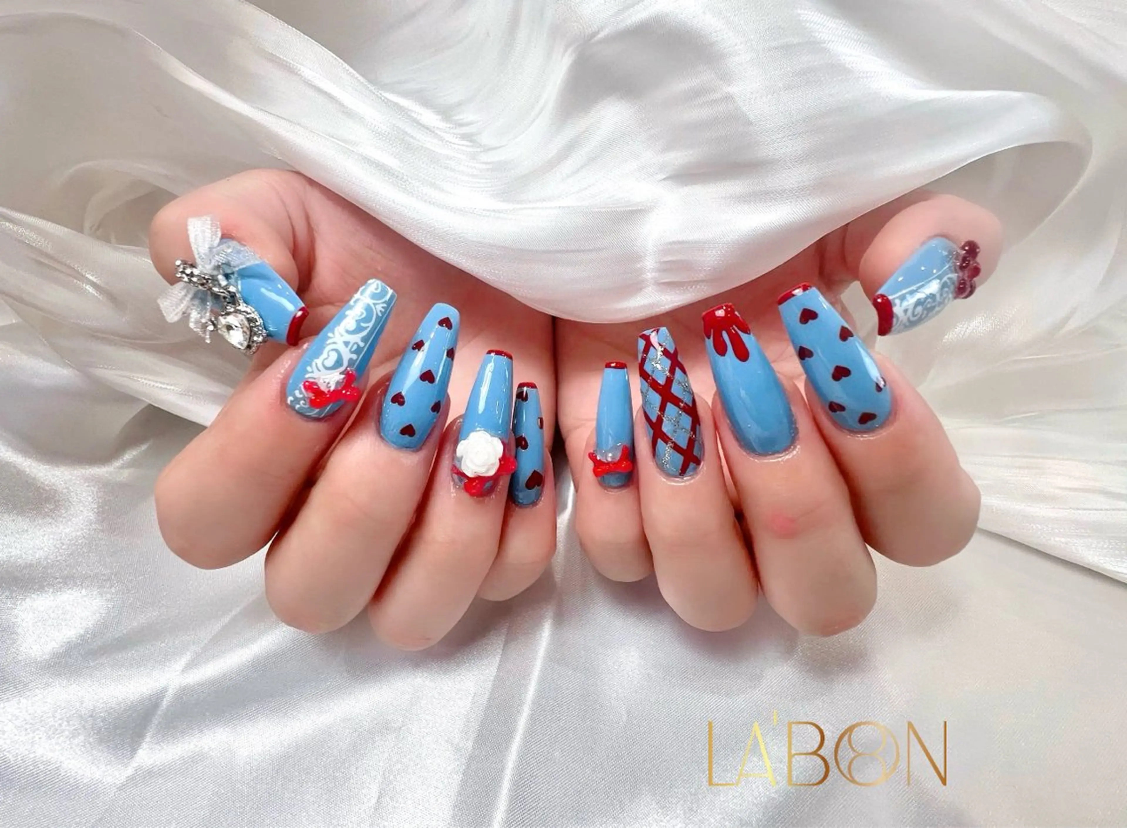 ネイル アートネイル ジェルネイル キラキラネイル 韓国ネイル ロングネイル Labon Nails Artのネイルデザイン