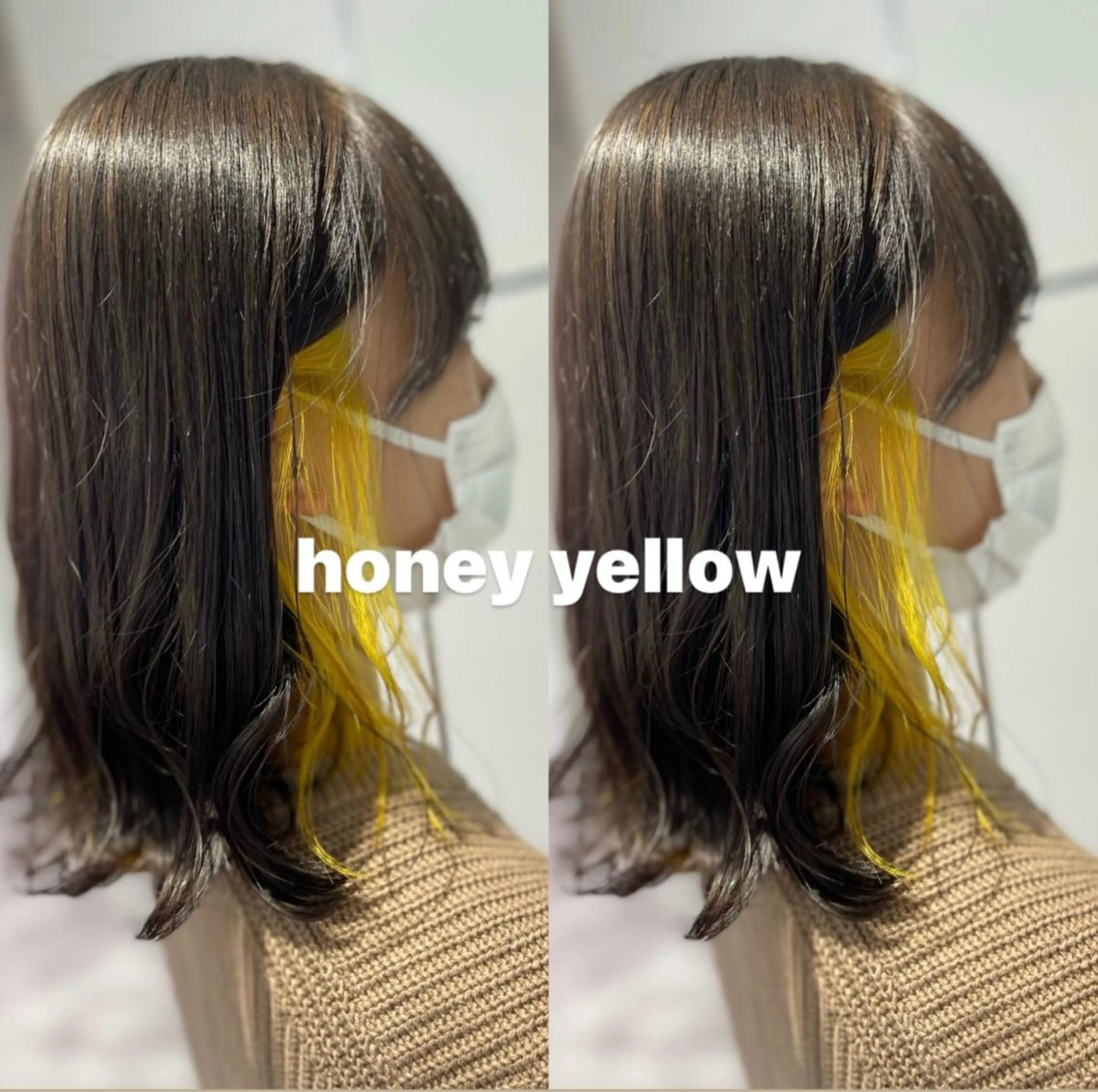 カラー バレイヤージュ 黒髪 ブリーチ ブルーカラー ブルーブラック ヘアカラー 🦋ami/浦和 ブリーチ／韓国🦋のヘアスタイル