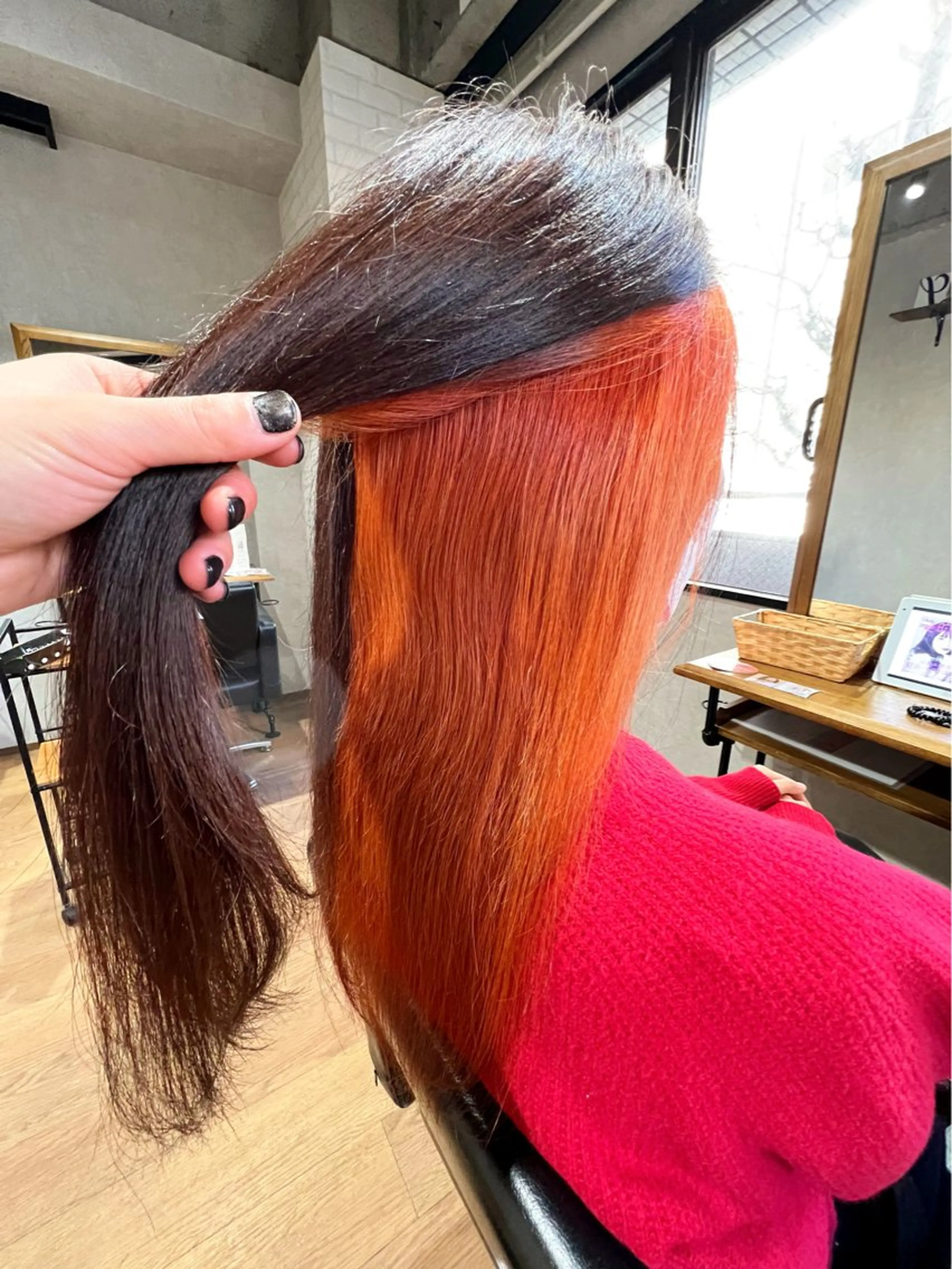 ロング カラー インナーカラー オレンジ カット ヘアカラー ✨ハイトーン カラー福岡拓也✨のヘアスタイル